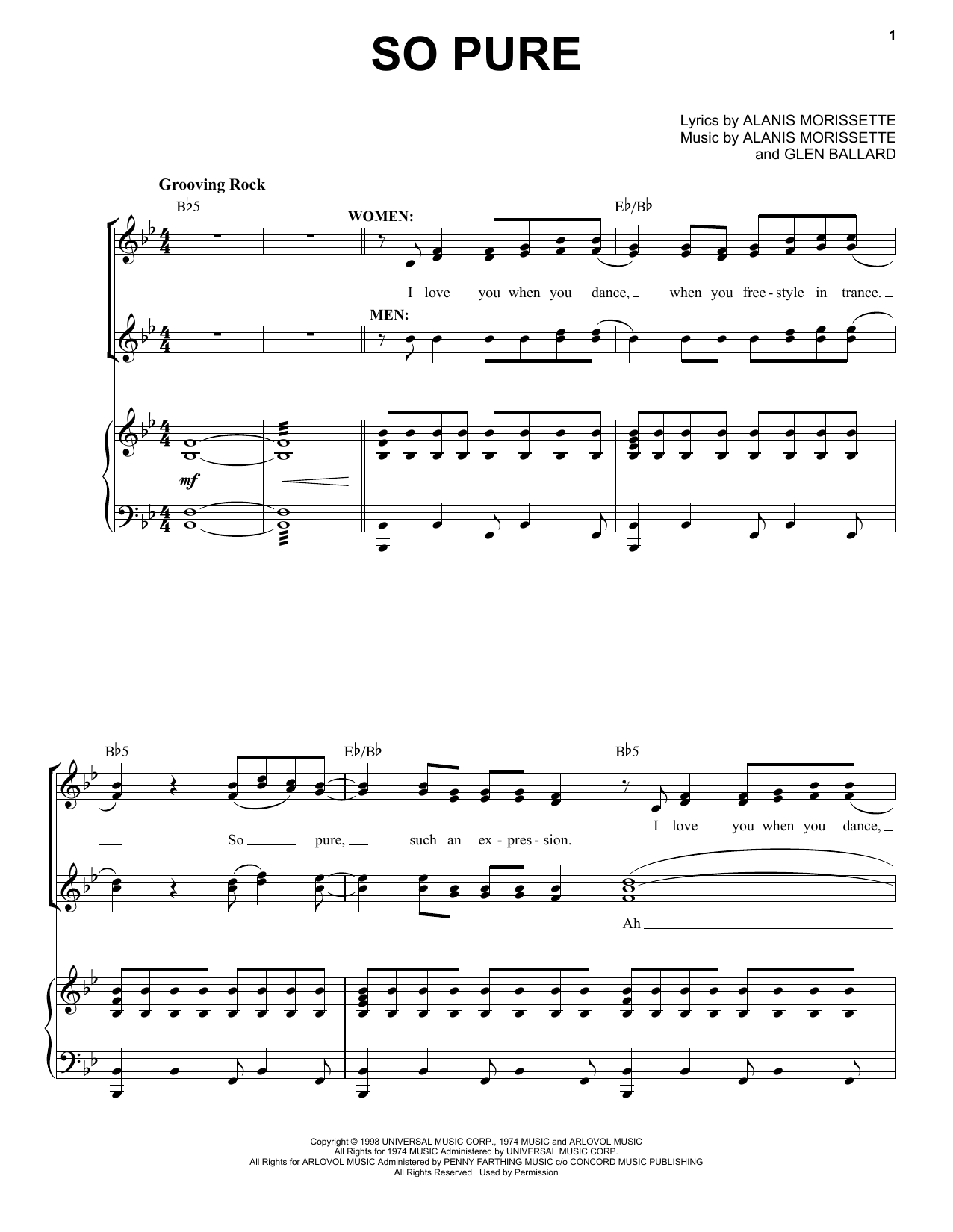 Download Alanis Morissette Lancer's Party (So Pure) (from Jagged Little Pill The Musical) Sheet Music and learn how to play Piano & Vocal PDF digital score in minutes