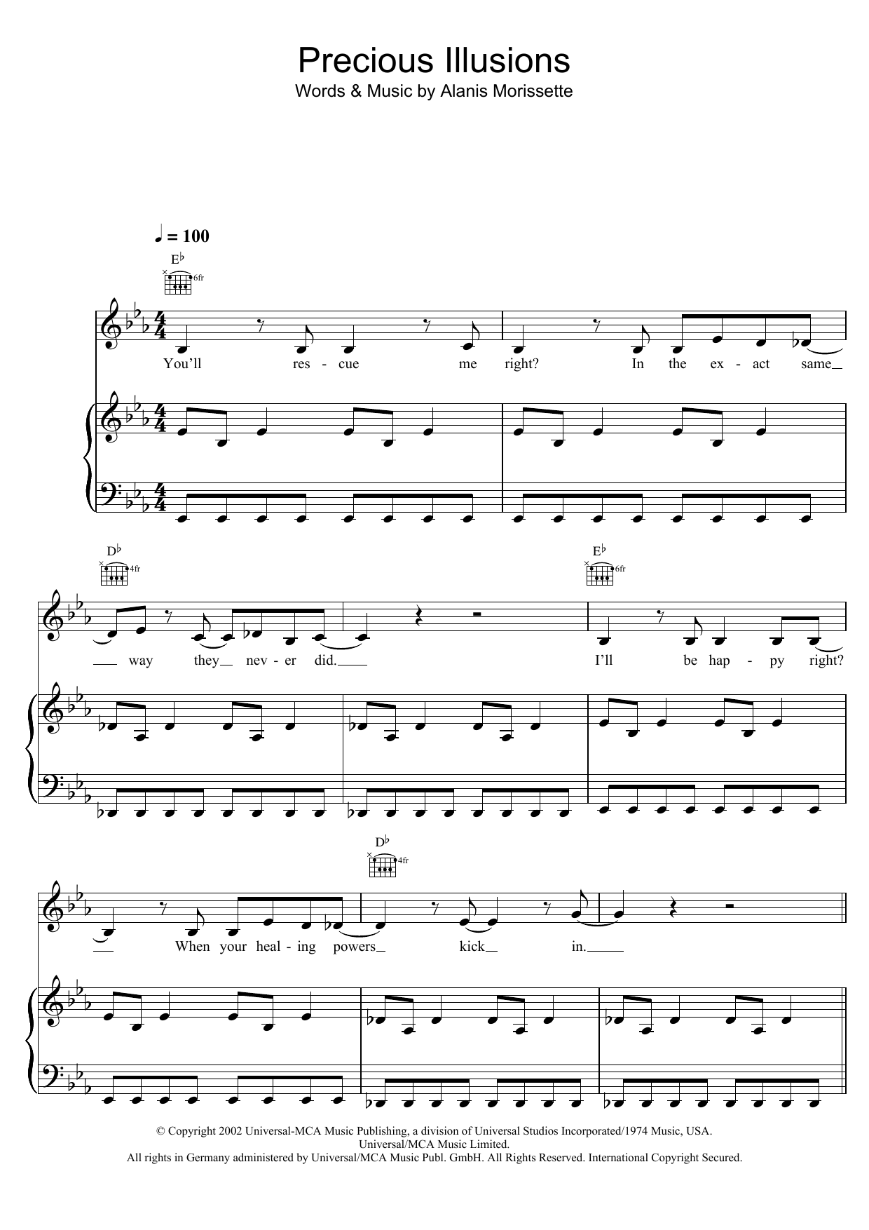 Download Alanis Morissette Precious Illusions Sheet Music and learn how to play Piano, Vocal & Guitar PDF digital score in minutes