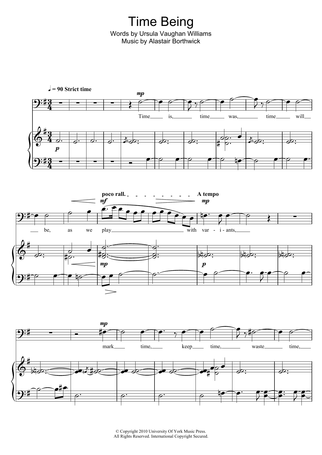 Download Alastair Borthwick Time Being Sheet Music and learn how to play Piano & Vocal PDF digital score in minutes