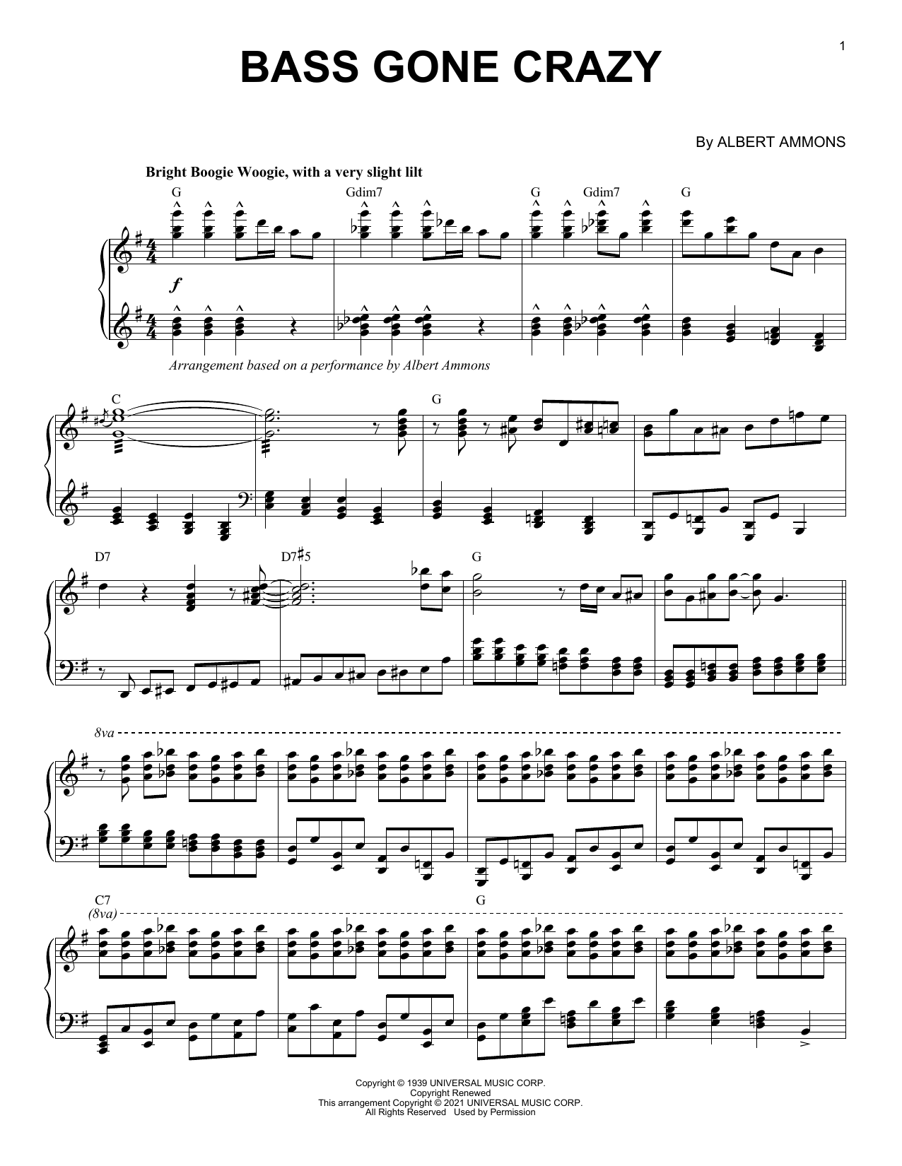 Download Albert Ammons Bass Gone Crazy (arr. Brent Edstrom) Sheet Music and learn how to play Piano Solo PDF digital score in minutes