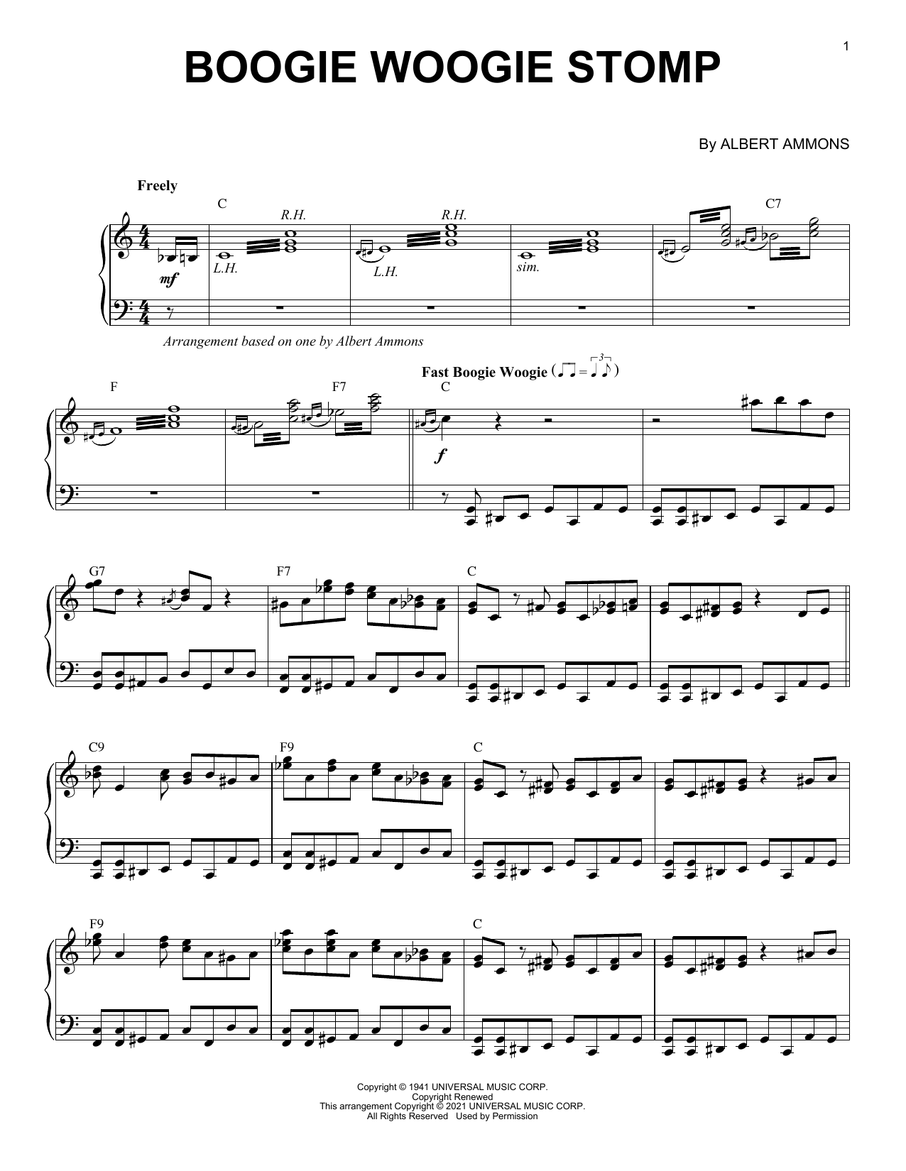 Download Albert Ammons Boogie Woogie Stomp (arr. Brent Edstrom) Sheet Music and learn how to play Piano Solo PDF digital score in minutes