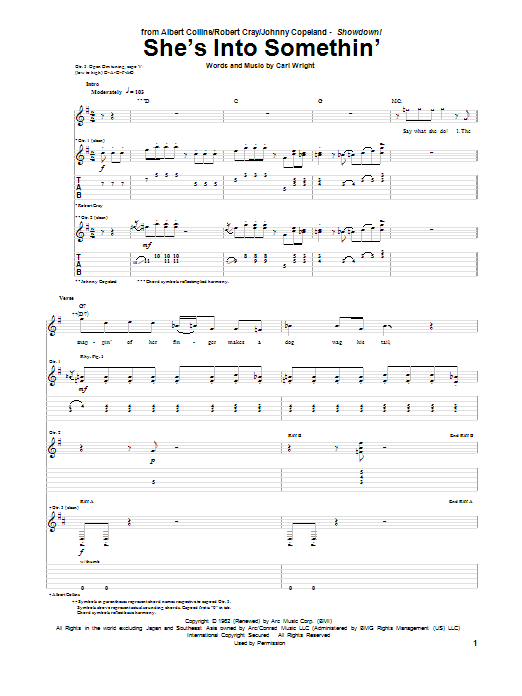 Download Albert Collins, Robert Cray & Johnny Copeland She's Into Something Sheet Music and learn how to play Guitar Tab PDF digital score in minutes