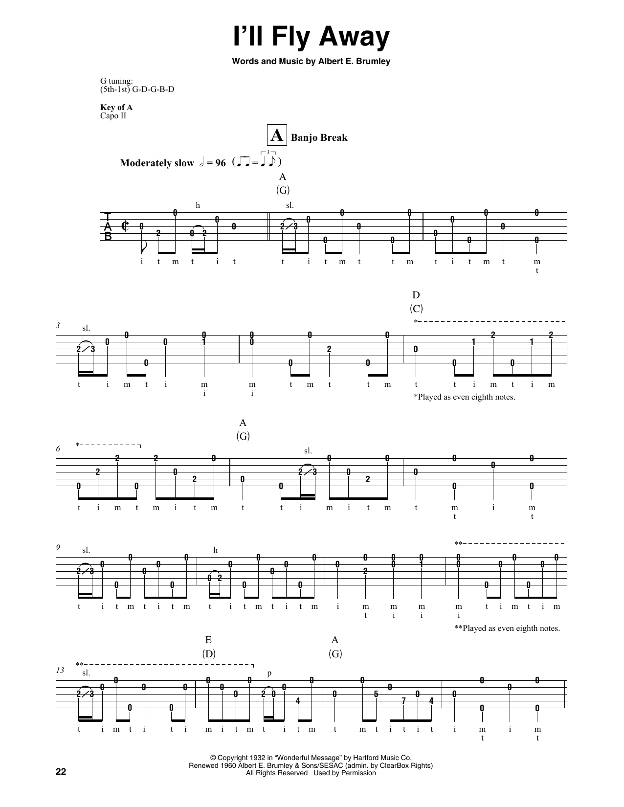 Download Albert E. Brumley I'll Fly Away Sheet Music and learn how to play Ukulele PDF digital score in minutes