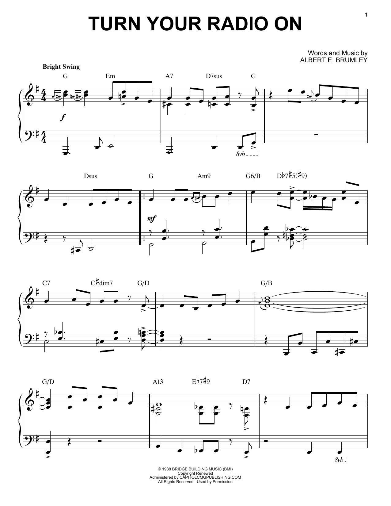 Download Albert E. Brumley Turn Your Radio On Sheet Music and learn how to play Piano PDF digital score in minutes