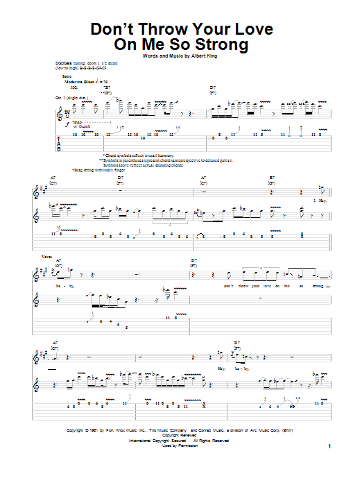 Download Albert King Don't Throw Your Love On Me So Strong Sheet Music and learn how to play Melody Line, Lyrics & Chords PDF digital score in minutes