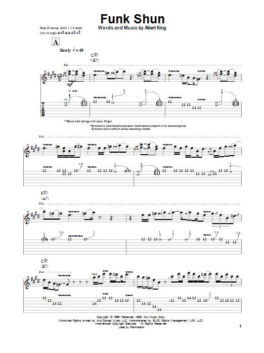 Download Albert King Funk Shun Sheet Music and learn how to play Guitar Tab PDF digital score in minutes