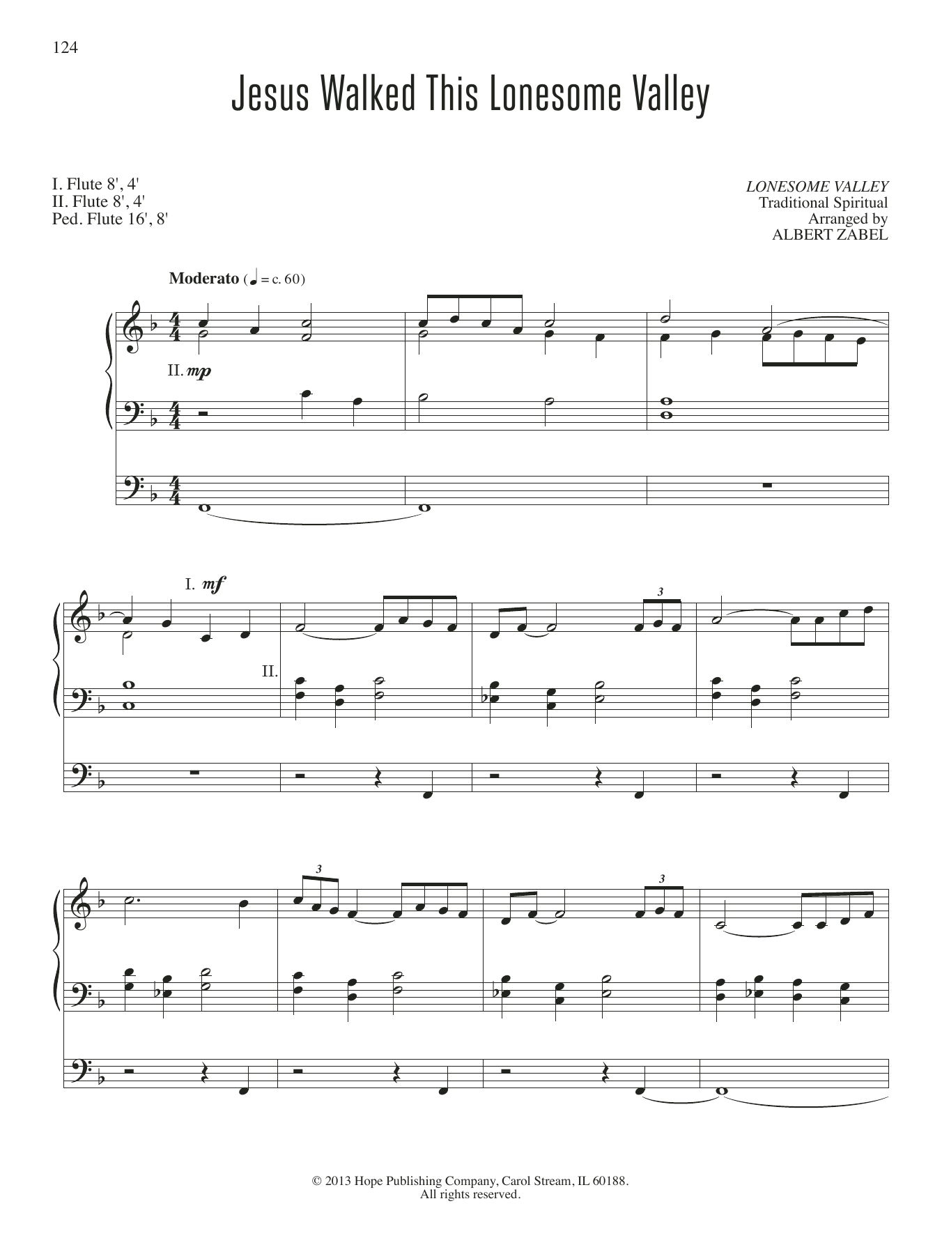 Download Albert Zabel Jesus Walked This Lonesome Valley Sheet Music and learn how to play Organ PDF digital score in minutes