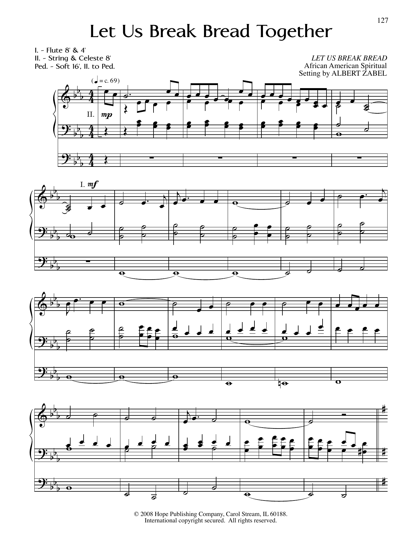 Download Albert Zabel Let Us Break Bread Together Sheet Music and learn how to play Organ PDF digital score in minutes