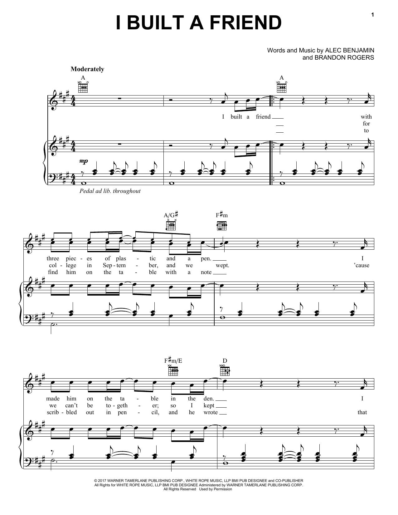 Download Alec Benjamin I Built A Friend Sheet Music and learn how to play Super Easy Piano PDF digital score in minutes