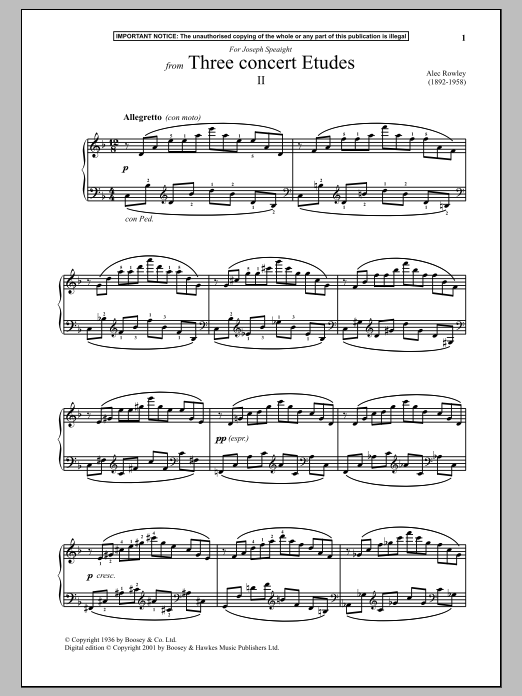 Download Alec Rowley Three Concert Etudes, II. Sheet Music and learn how to play Piano PDF digital score in minutes