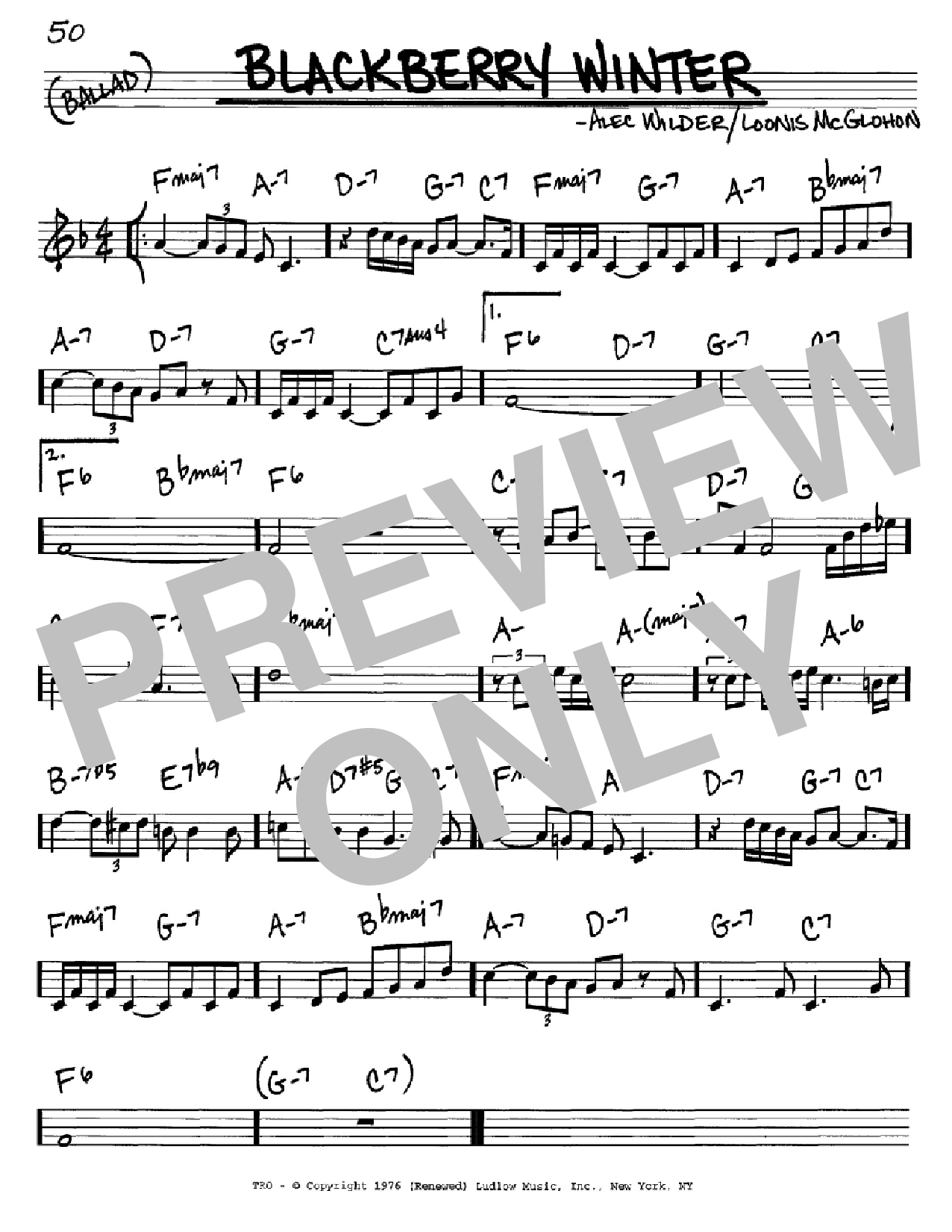Download Alec Wilder Blackberry Winter Sheet Music and learn how to play Real Book – Melody & Chords – C Instruments PDF digital score in minutes