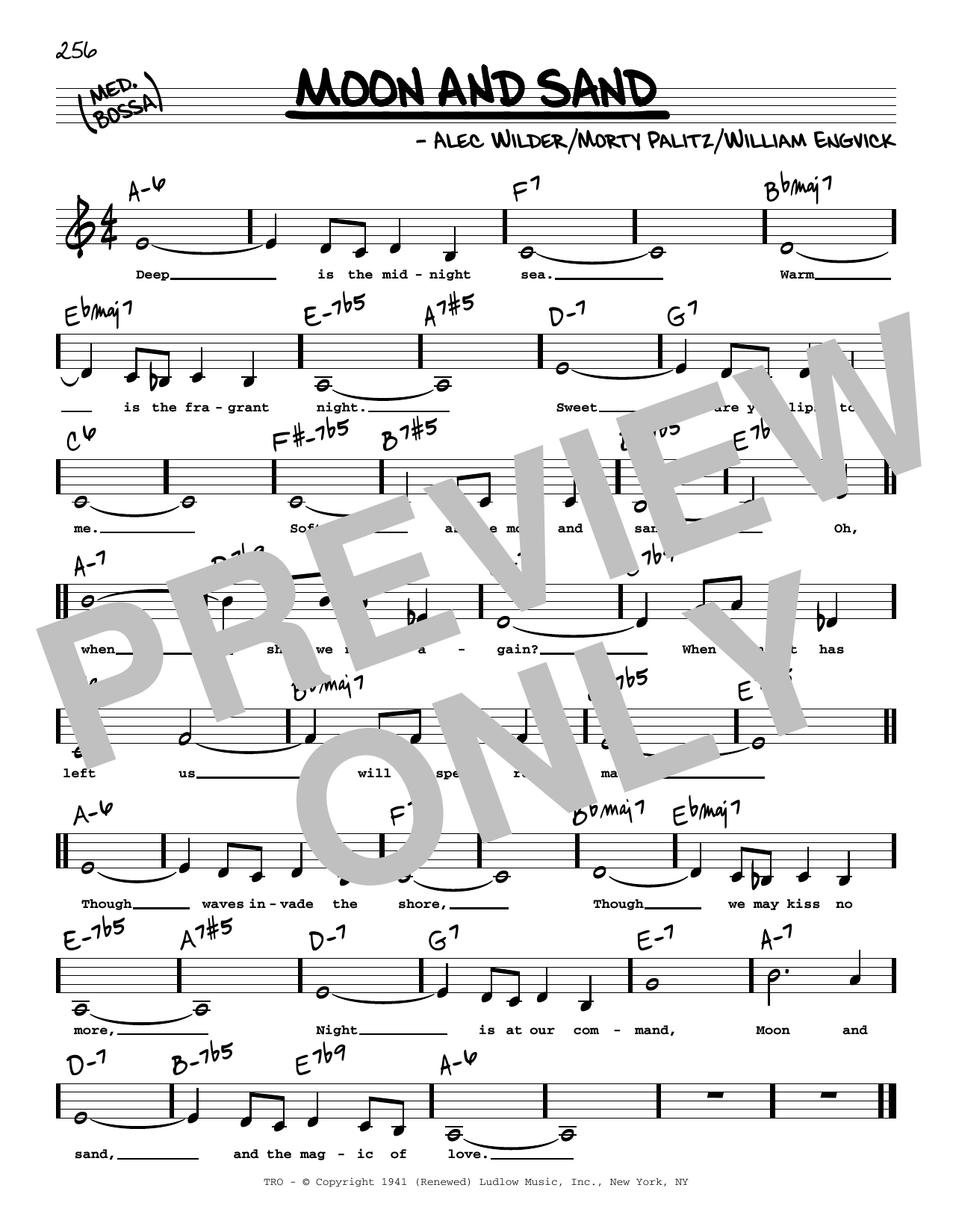 Download Alec Wilder Moon And Sand (Low Voice) Sheet Music and learn how to play Real Book – Melody, Lyrics & Chords PDF digital score in minutes