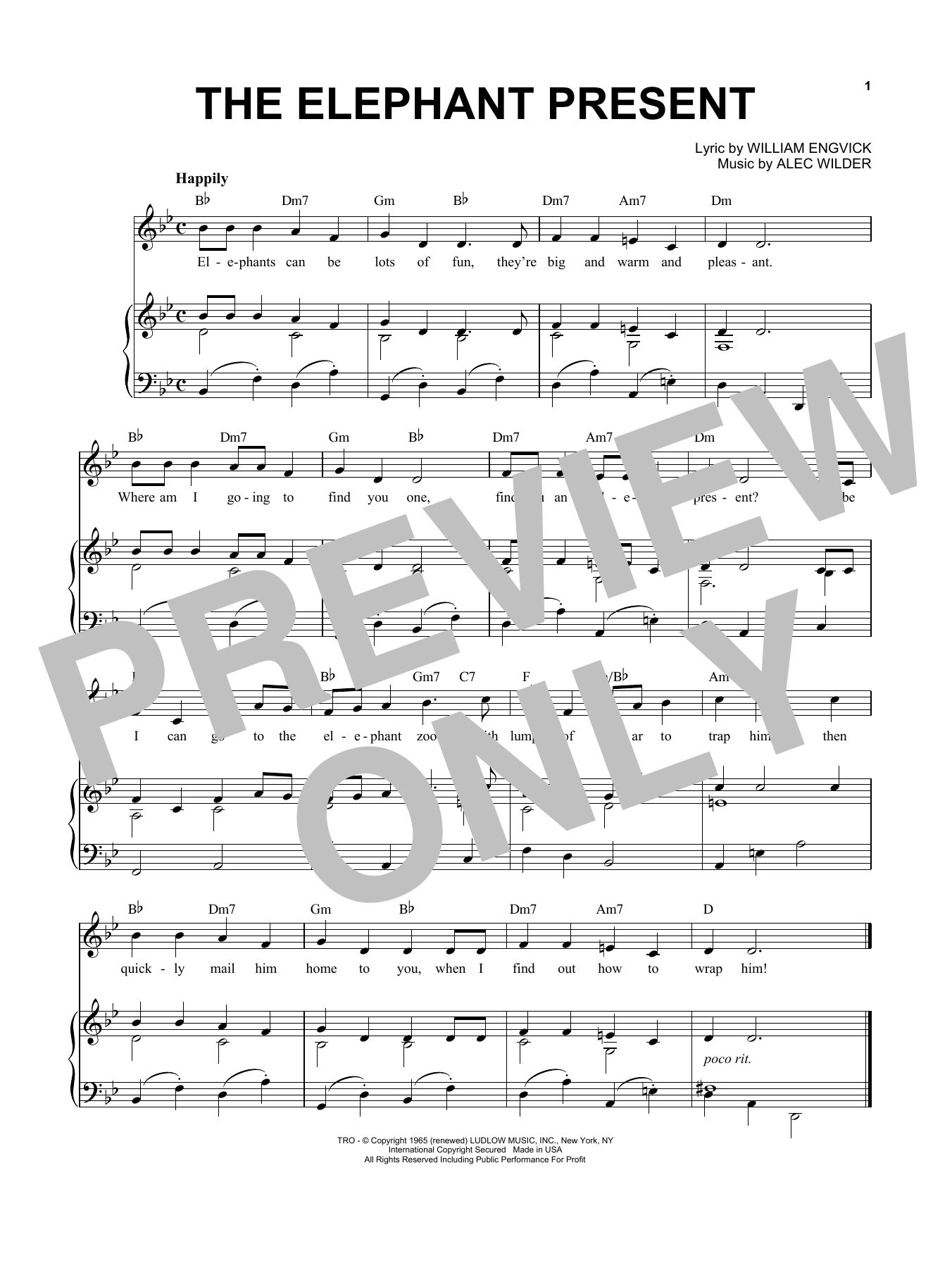 Download Alec Wilder The Elephant Present Sheet Music and learn how to play Piano & Vocal PDF digital score in minutes