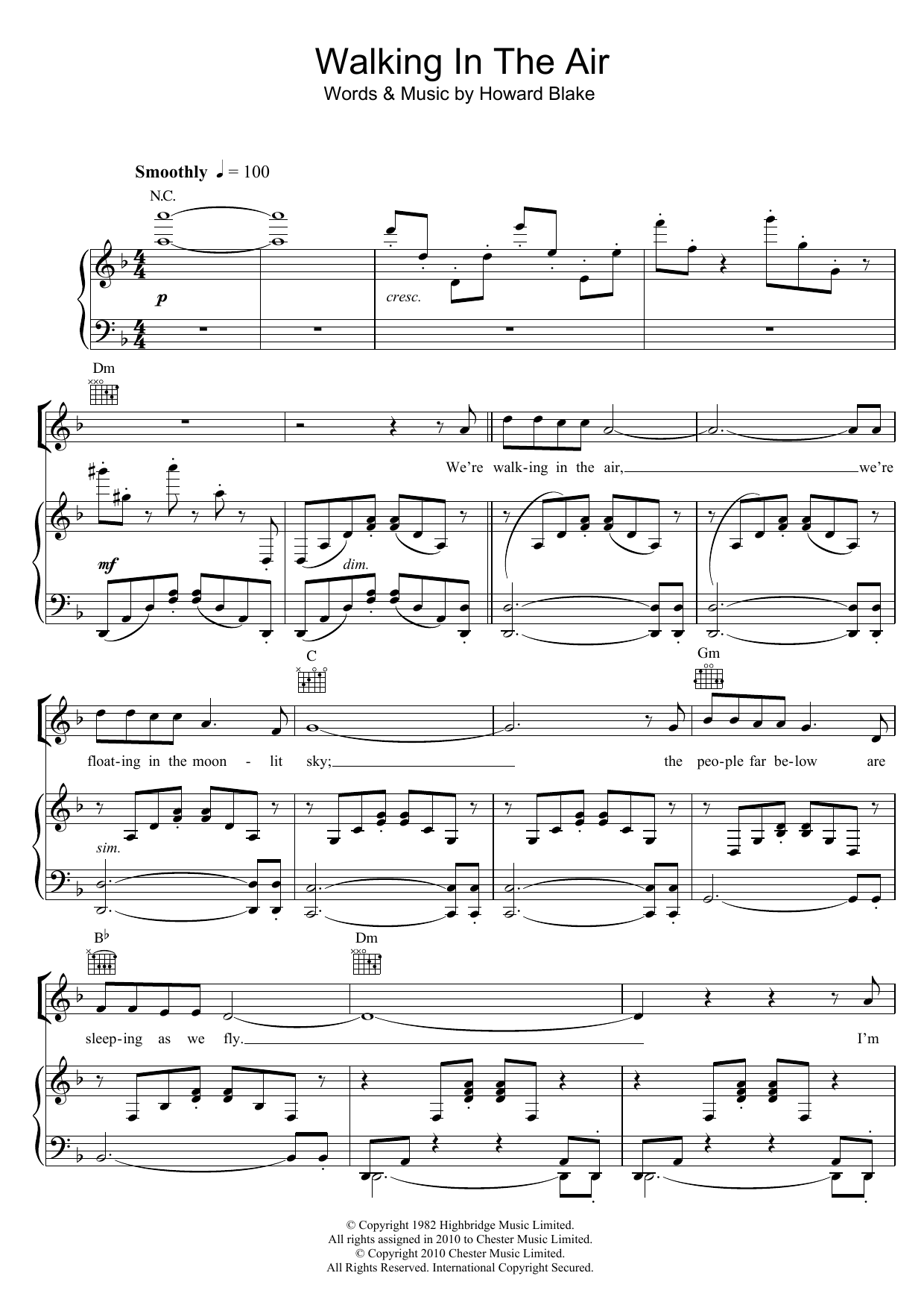 Download Howard Blake Walking In The Air Duet (theme from The Snowman) Sheet Music and learn how to play Piano, Vocal & Guitar PDF digital score in minutes