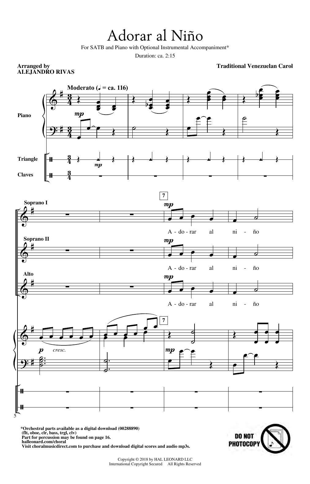 Download Alejandro Rivas Adorar Al Nino Sheet Music and learn how to play SSA Choir PDF digital score in minutes