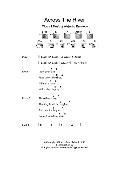 Download Alejandro Escovedo Across The River Sheet Music and learn how to play Lyrics & Chords PDF digital score in minutes