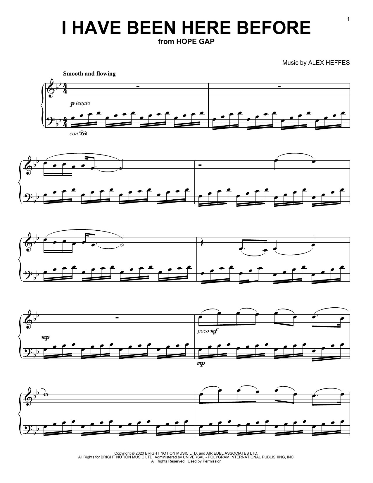 Download Alex Heffes I Have Been Here Before (from Hope Gap) Sheet Music and learn how to play Piano Solo PDF digital score in minutes