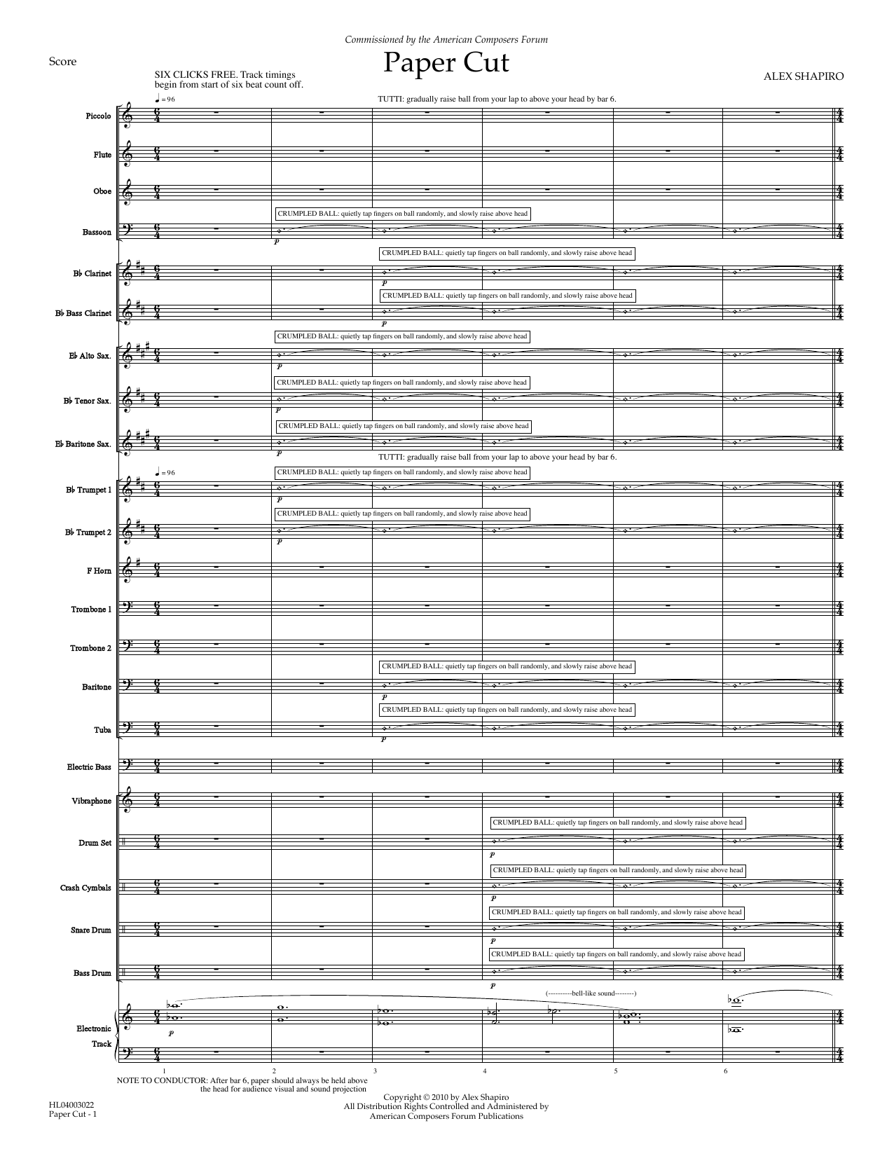 Download Alex Shapiro Paper Cut - Full Score Sheet Music and learn how to play Concert Band PDF digital score in minutes