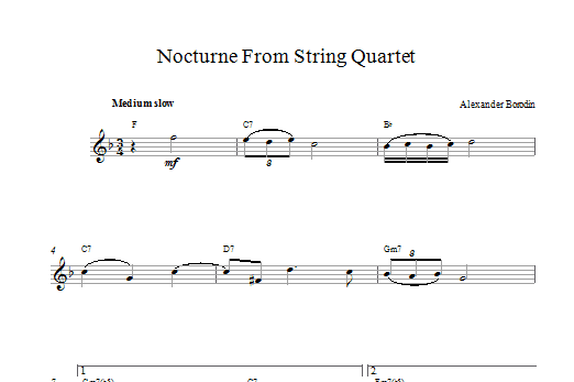 Download Alexander Borodin Nocturne From String Quartet No.2 Sheet Music and learn how to play Melody Line & Chords PDF digital score in minutes