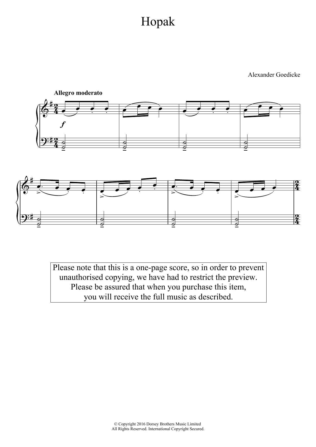 Download Alexander Goedicke Hopak Sheet Music and learn how to play Easy Piano PDF digital score in minutes