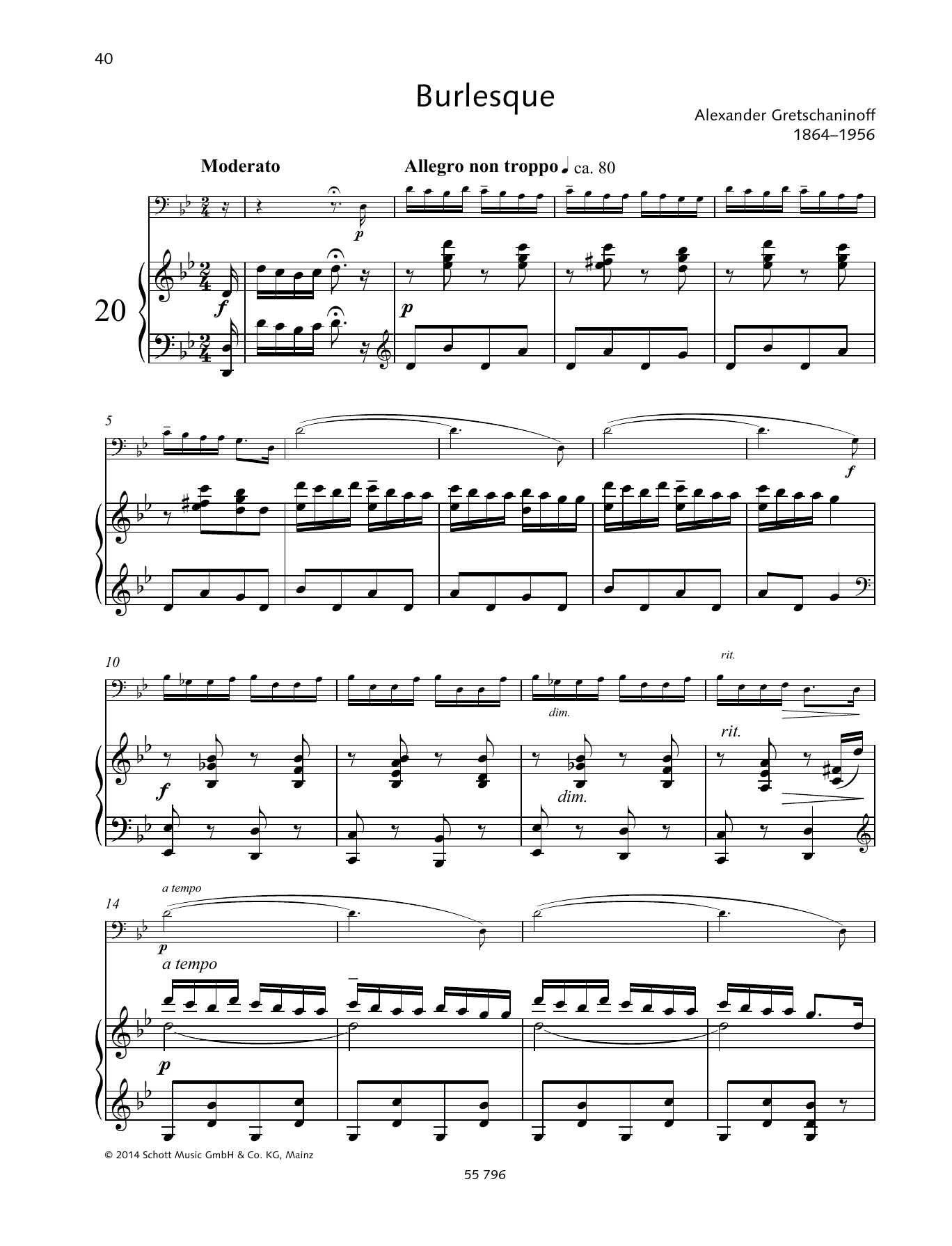 Download Alexander Gretchaninoff Burlesque Sheet Music and learn how to play String Solo PDF digital score in minutes