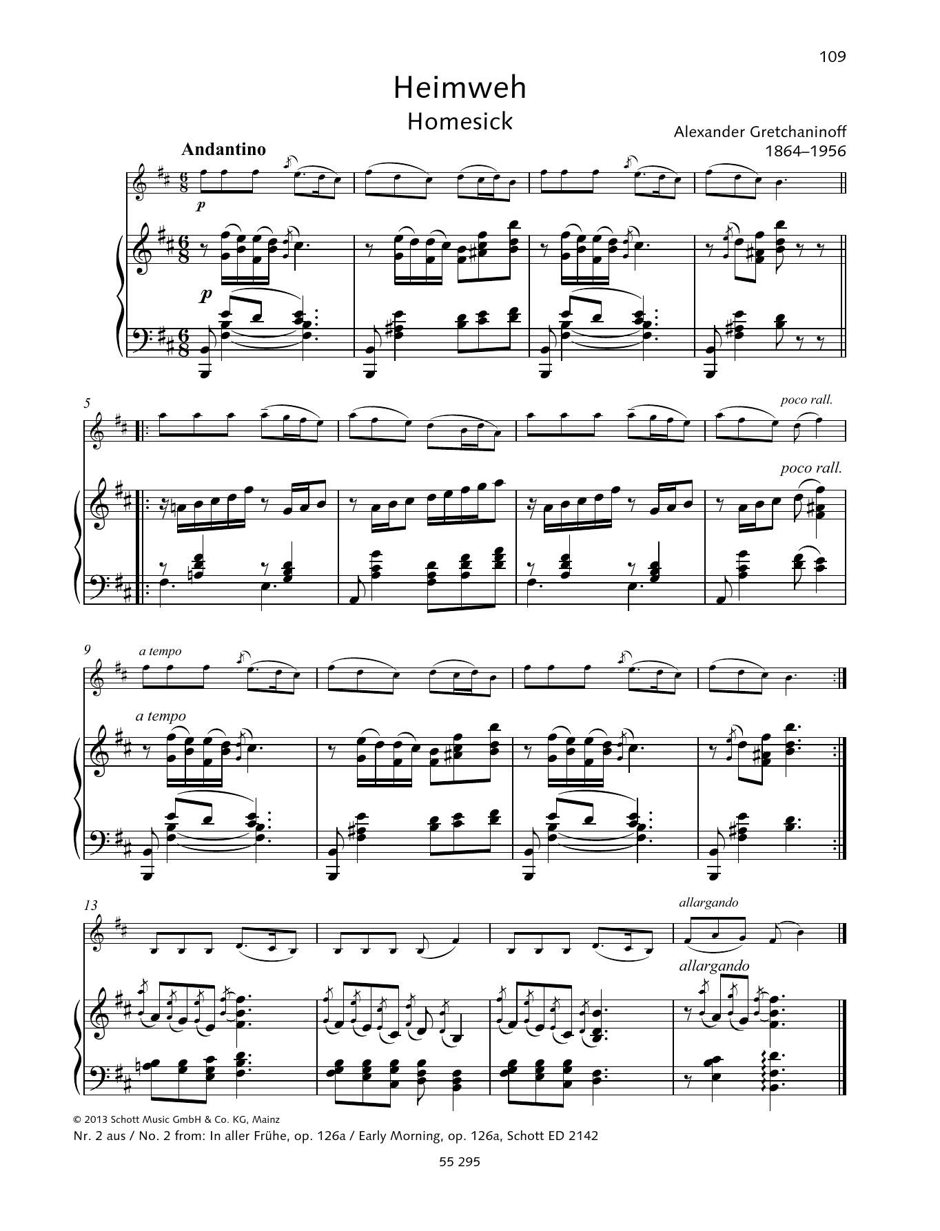 Download Alexander Gretchaninoff Early Morning Sheet Music and learn how to play String Solo PDF digital score in minutes
