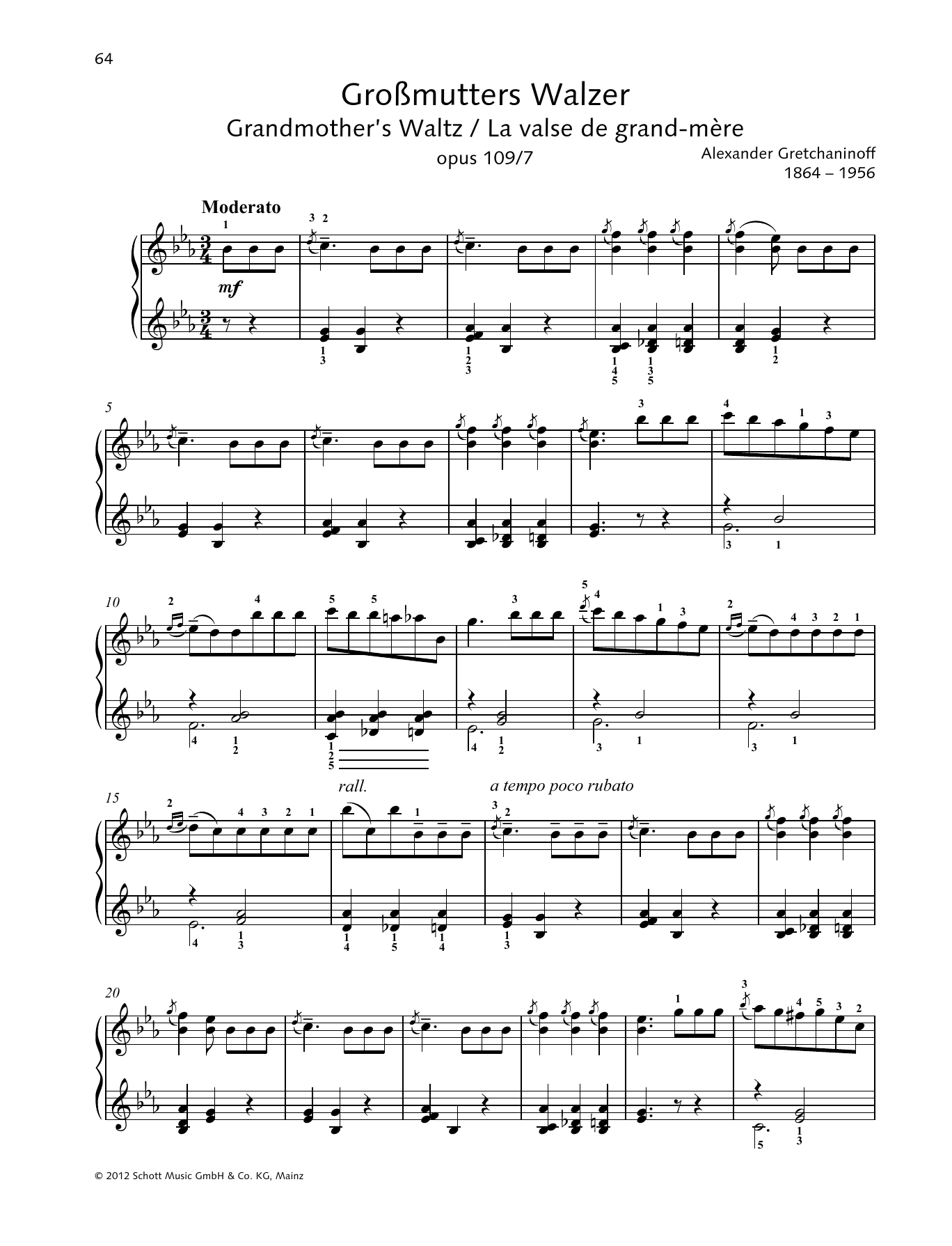 Download Alexander Gretchaninoff Grandmother's Waltz Sheet Music and learn how to play Piano Solo PDF digital score in minutes