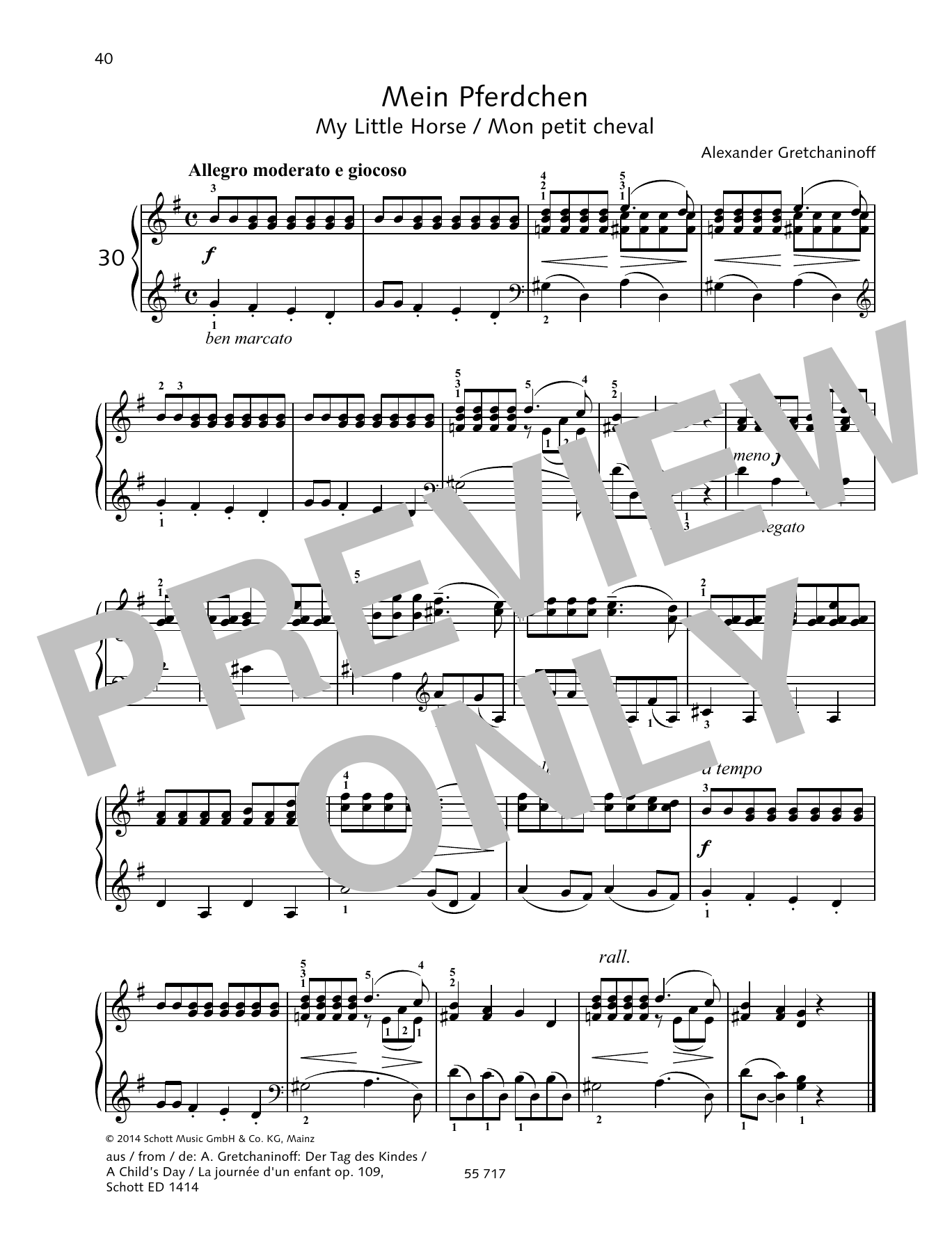 Download Alexander Gretchaninoff My Little Horse Sheet Music and learn how to play Piano Solo PDF digital score in minutes