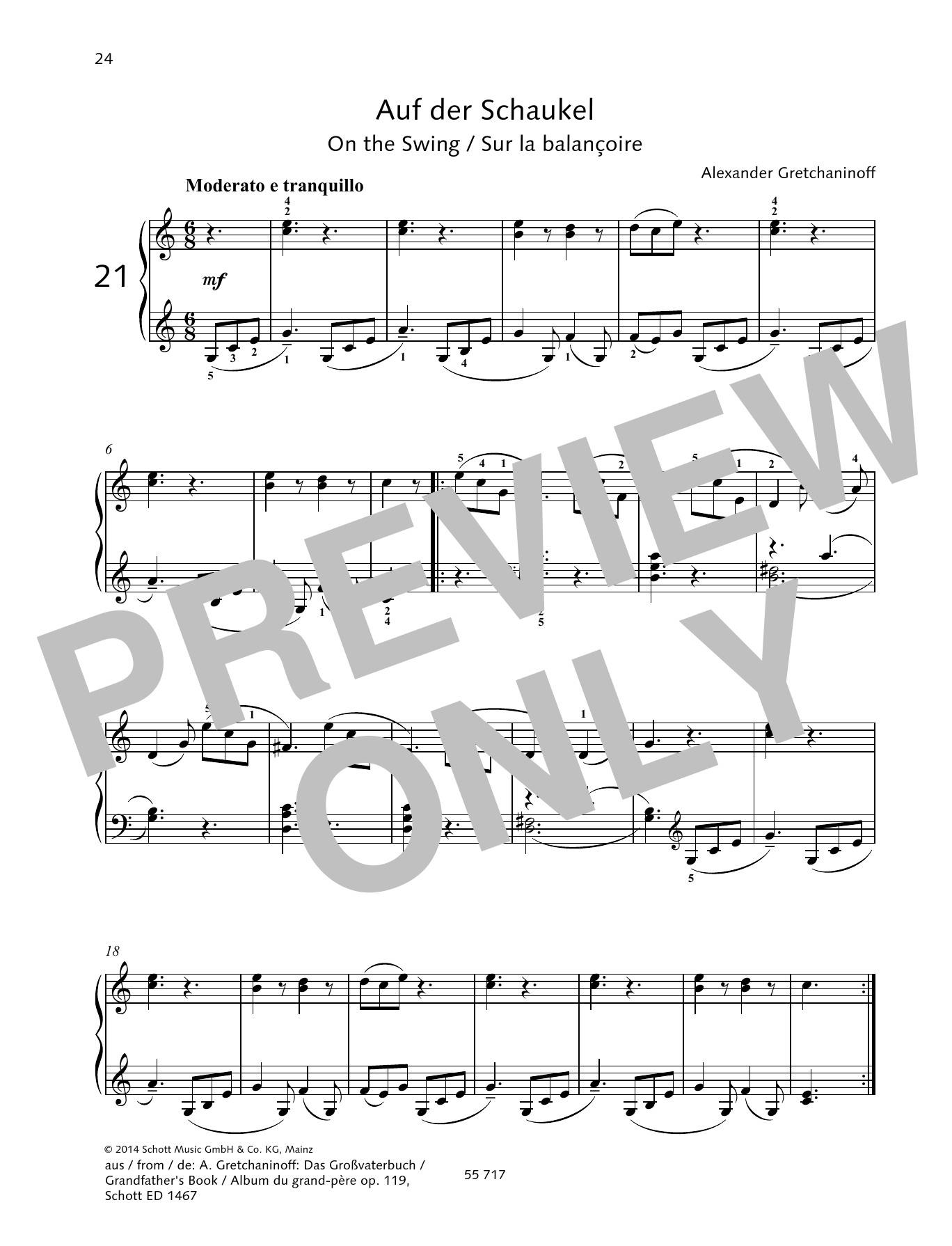 Download Alexander Gretchaninoff On the Swing Sheet Music and learn how to play Piano Solo PDF digital score in minutes