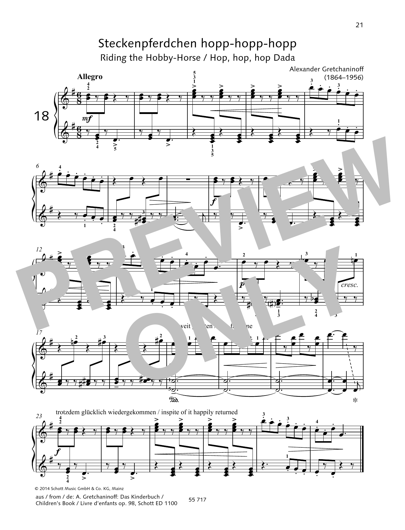 Download Alexander Gretchaninoff Riding the Hobby-Horse Sheet Music and learn how to play Piano Solo PDF digital score in minutes