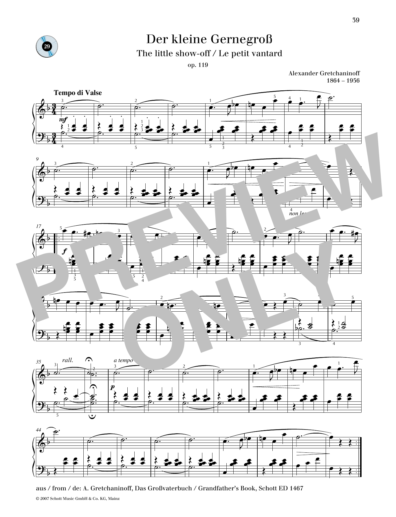 Download Alexander Gretchaninoff The Little Show-Off Sheet Music and learn how to play Piano Solo PDF digital score in minutes