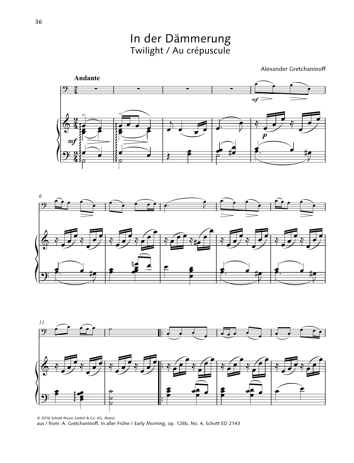 Download Alexander Gretchaninoff Twilight Sheet Music and learn how to play String Solo PDF digital score in minutes