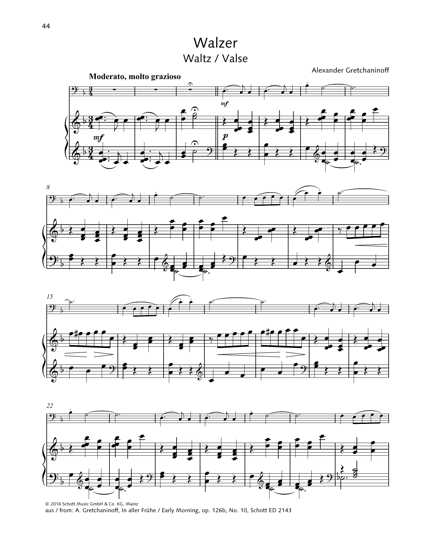 Download Alexander Gretchaninoff Waltz Sheet Music and learn how to play String Solo PDF digital score in minutes