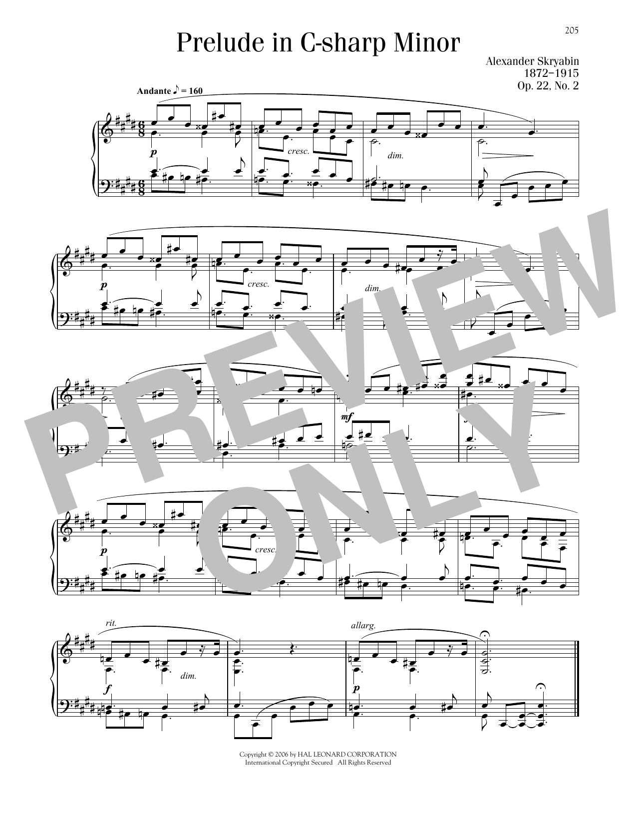 Download Alexander Scriabin Prelude In C-Sharp Minor, Op. 22, No. 2 Sheet Music and learn how to play Piano Solo PDF digital score in minutes