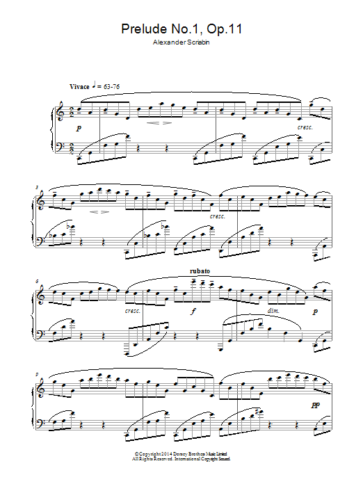 Download Alexander Scriabin Prelude No.1, Op.11 Sheet Music and learn how to play Piano PDF digital score in minutes