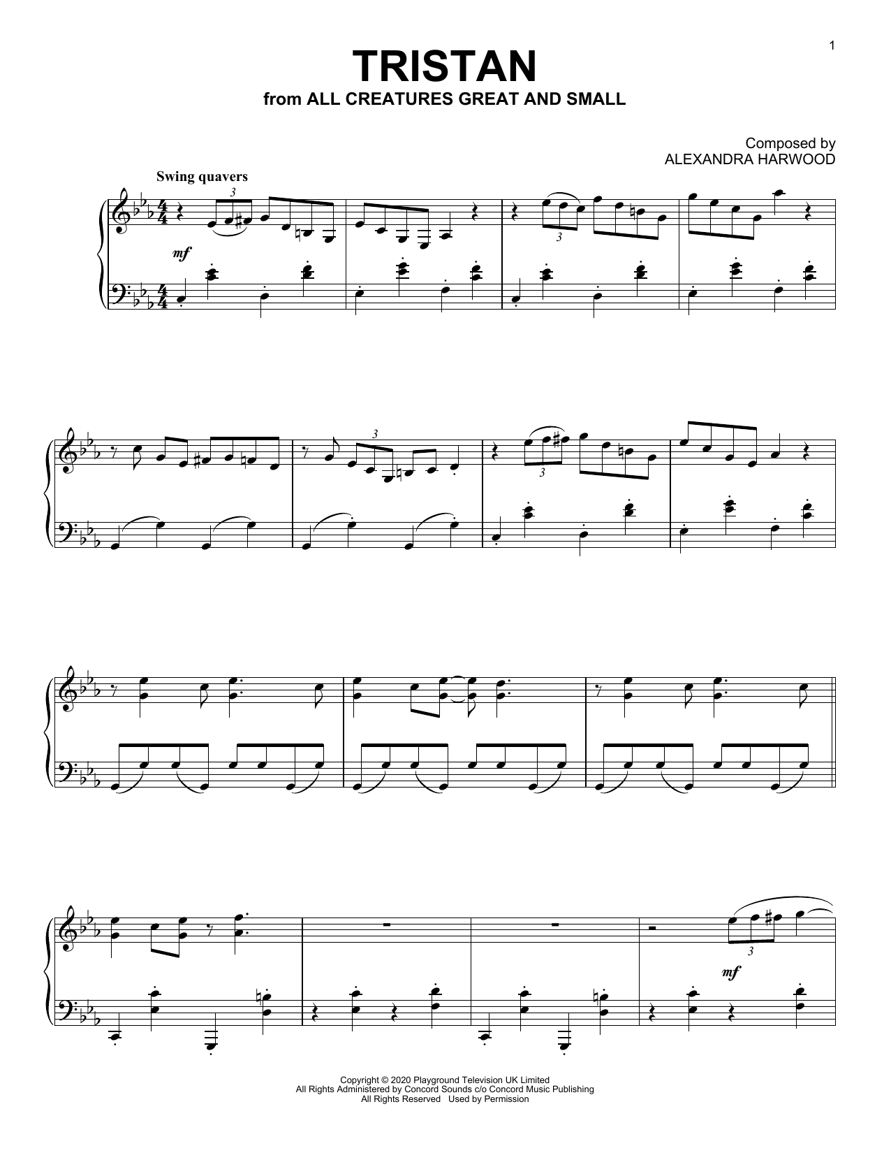 Download Alexandra Harwood Tristan (from All Creatures Great And Small) Sheet Music and learn how to play Piano Solo PDF digital score in minutes