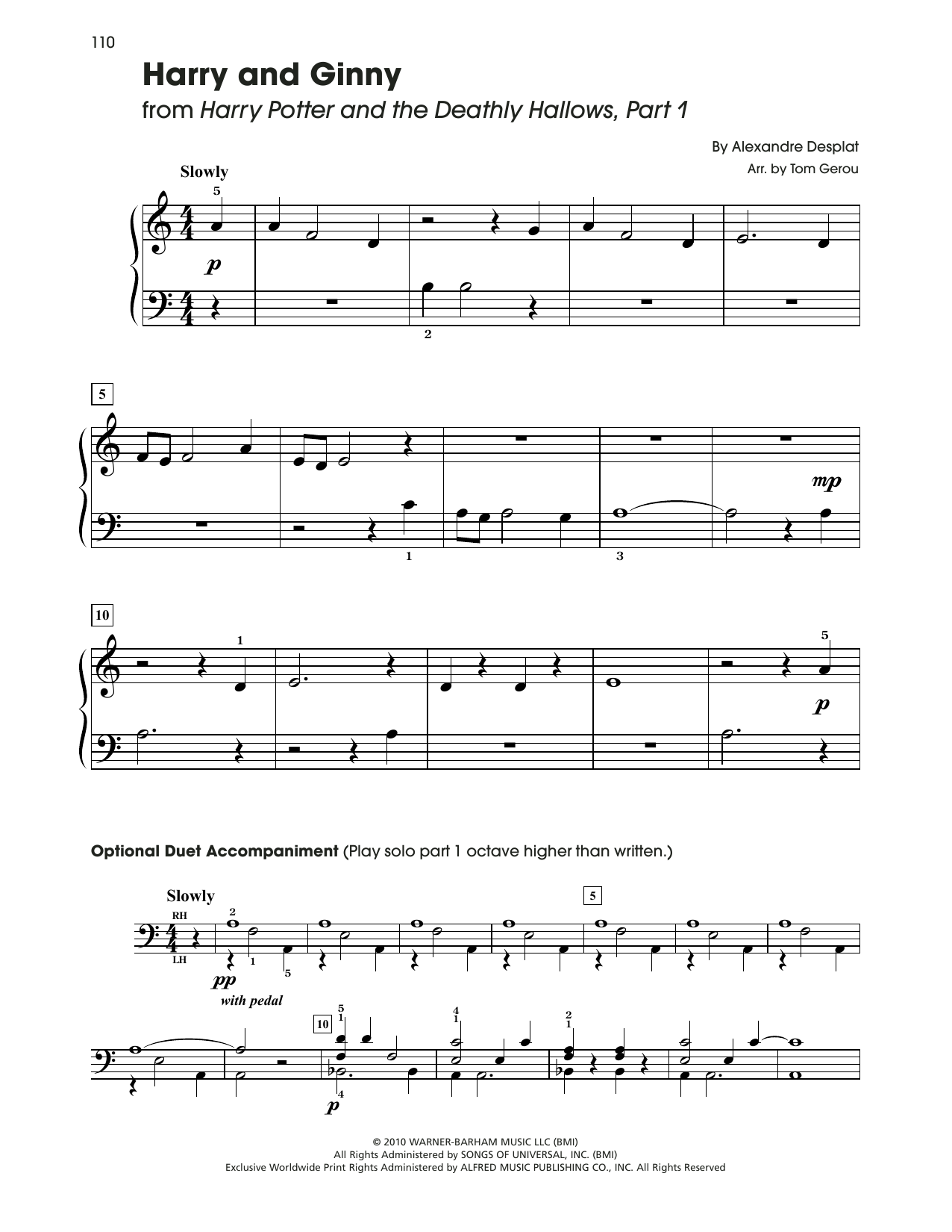 Download Alexandre Desplat Harry And Ginny (from Harry Potter) (arr. Tom Gerou) Sheet Music and learn how to play 5-Finger Piano PDF digital score in minutes