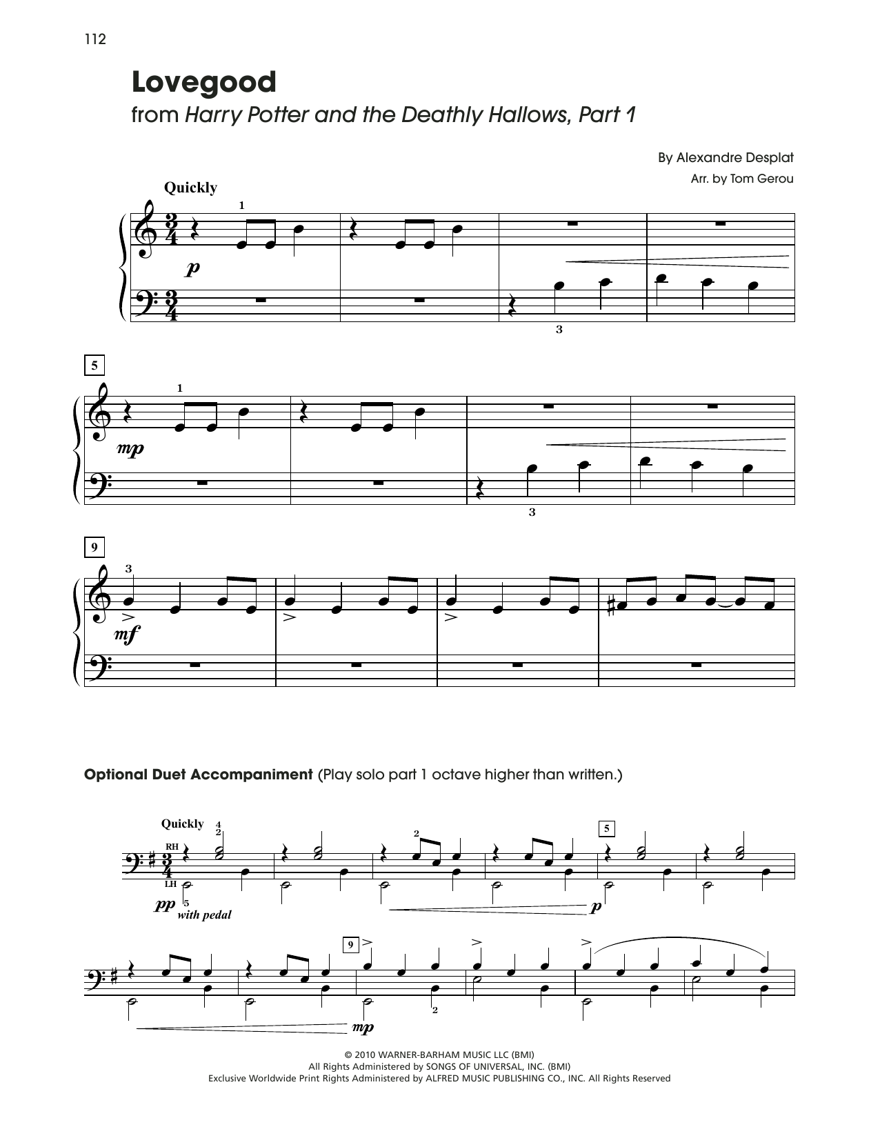 Download Alexandre Desplat Lovegood (from Harry Potter) (arr. Tom Gerou) Sheet Music and learn how to play 5-Finger Piano PDF digital score in minutes