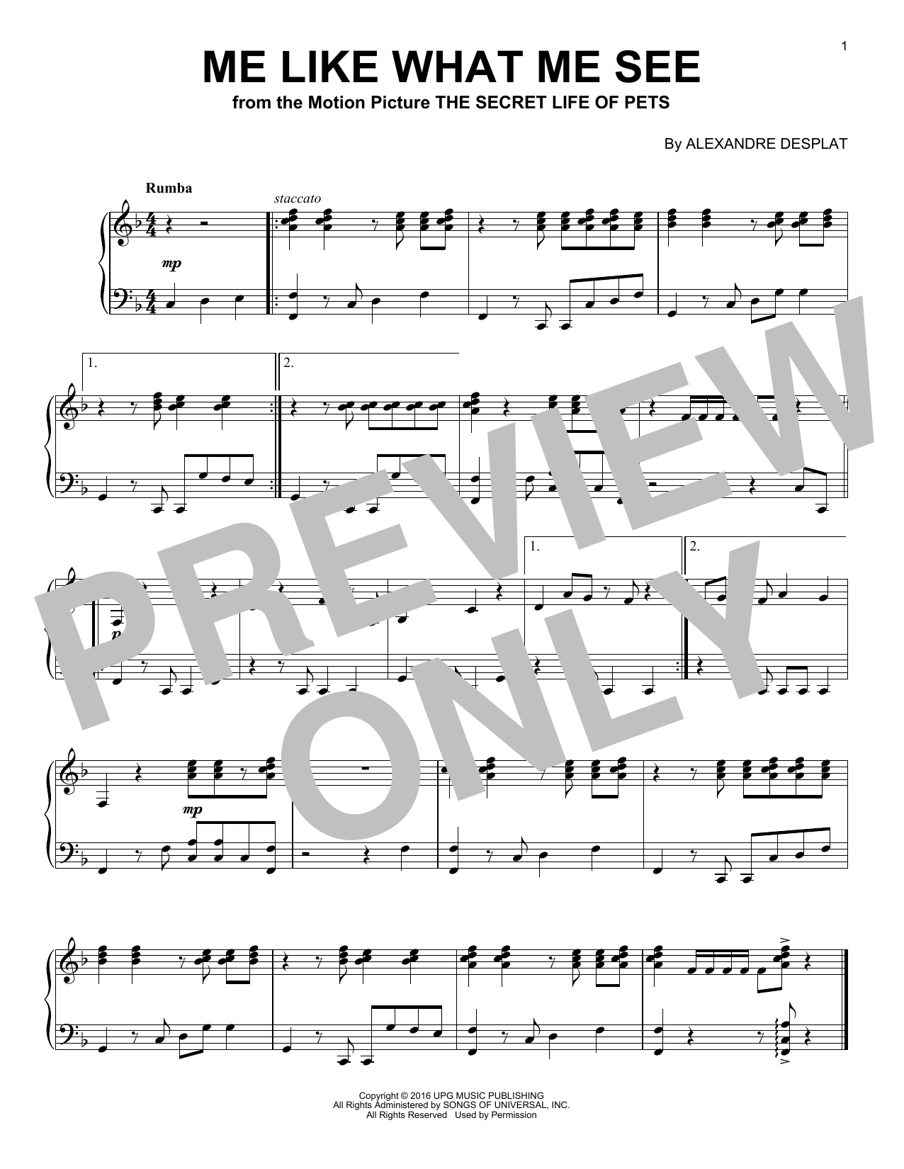 Download Alexandre Desplat Me Like What Me See Sheet Music and learn how to play Piano PDF digital score in minutes