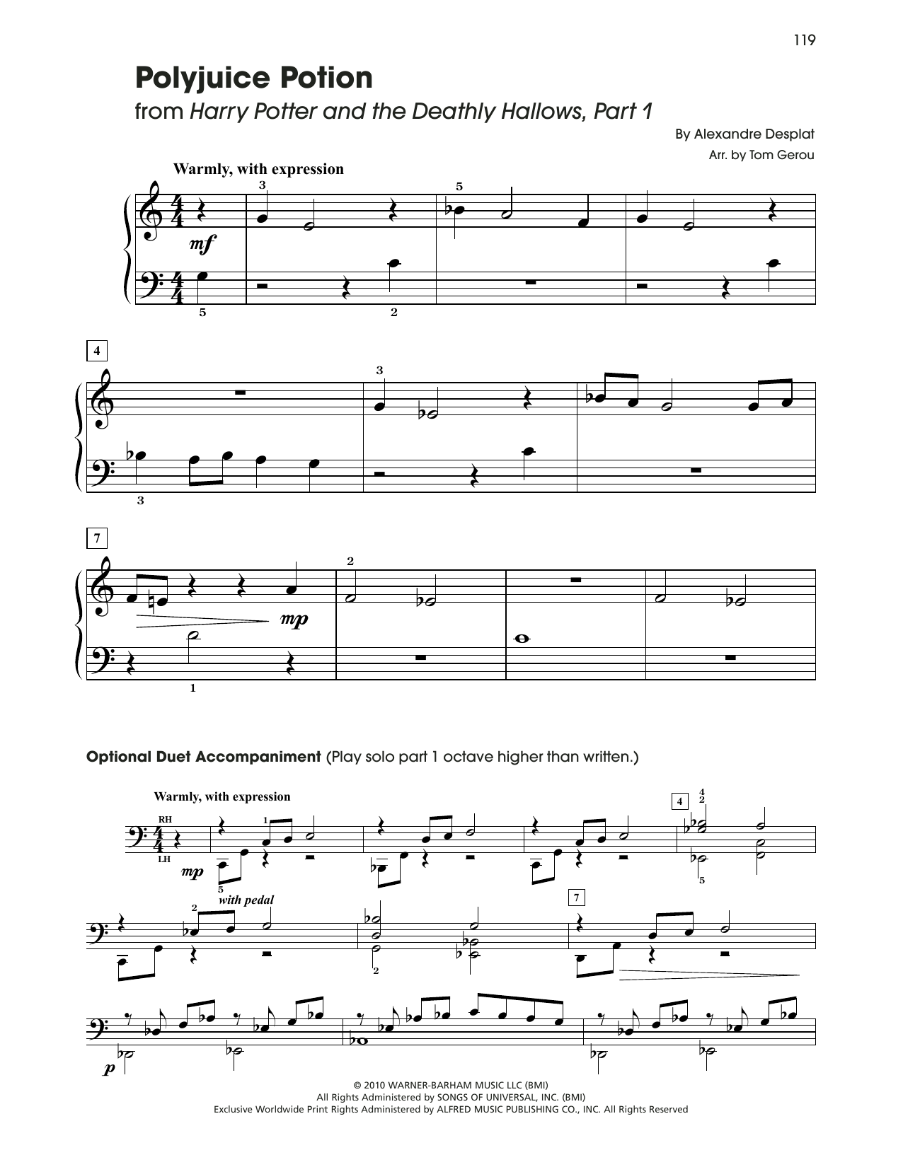 Download Alexandre Desplat Polyjuice Potion (from Harry Potter) (arr. Tom Gerou) Sheet Music and learn how to play 5-Finger Piano PDF digital score in minutes