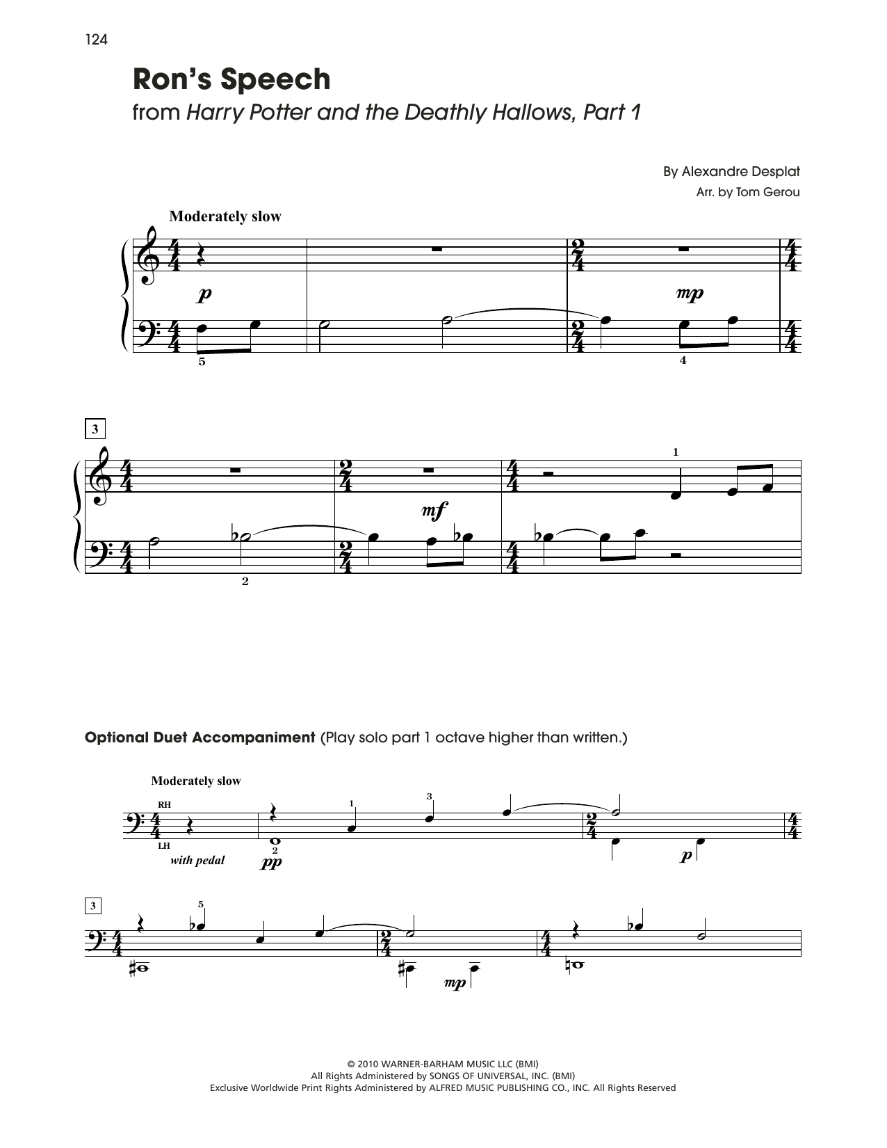 Download Alexandre Desplat Ron's Speech (from Harry Potter) (arr. Tom Gerou) Sheet Music and learn how to play 5-Finger Piano PDF digital score in minutes