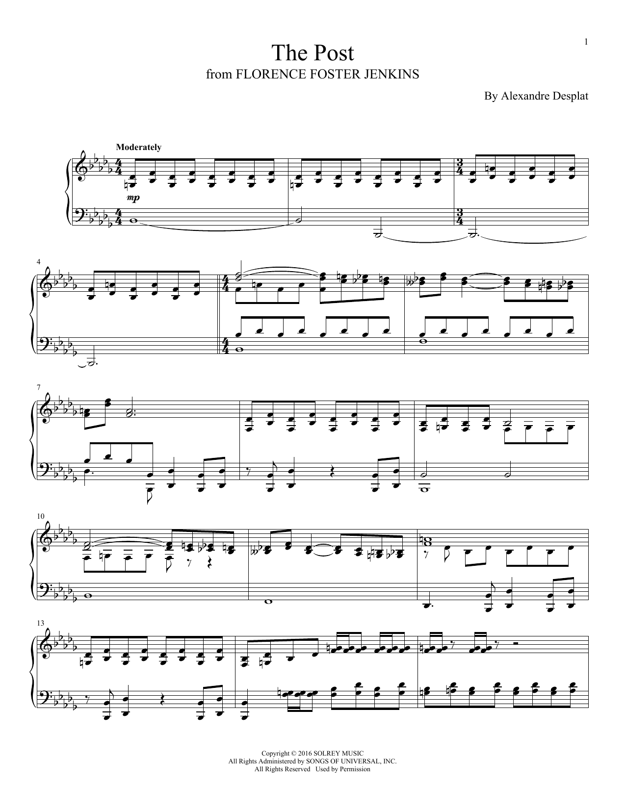 Download Alexandre Desplat The Post Sheet Music and learn how to play Piano PDF digital score in minutes