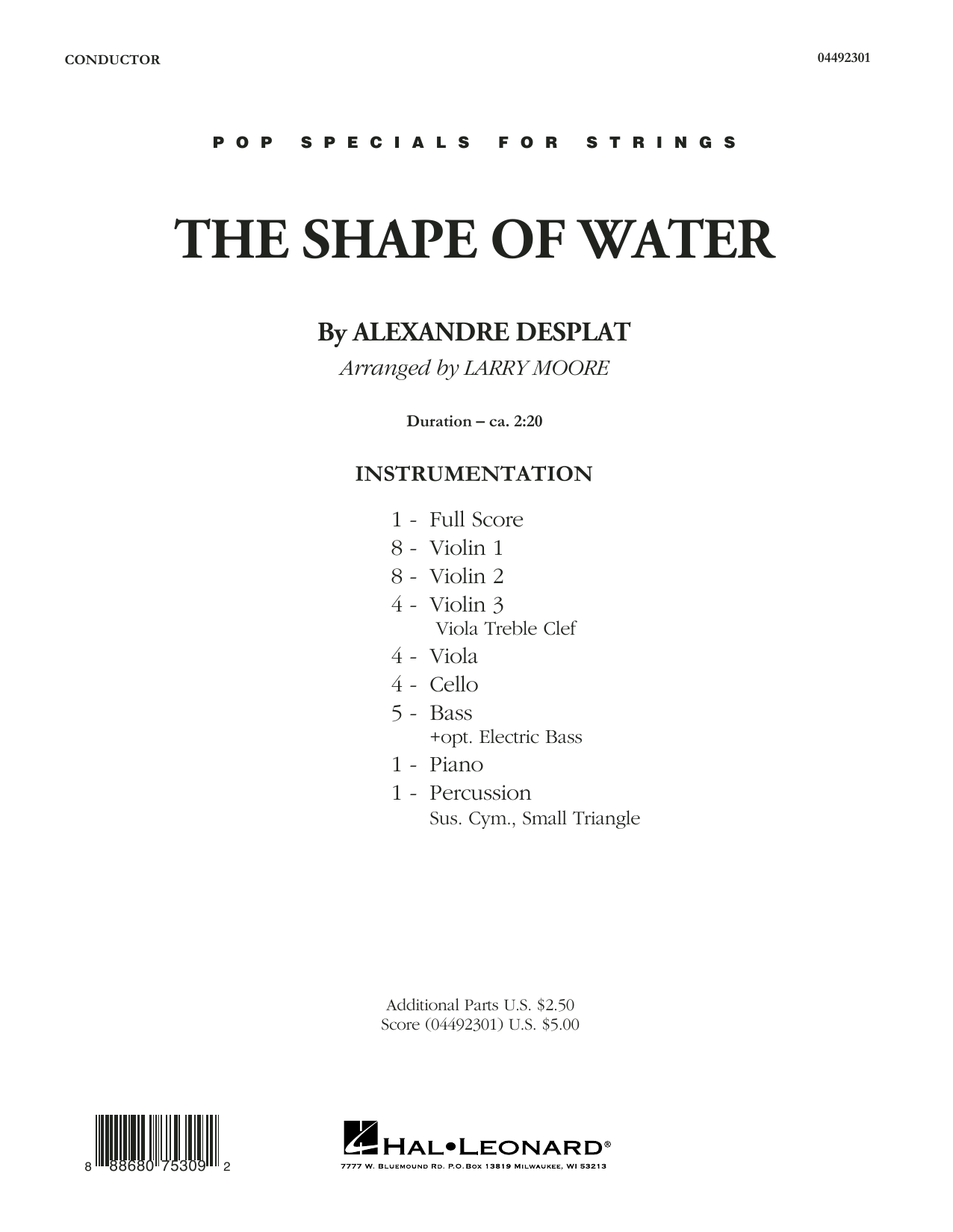 Download Alexandre Desplat The Shape of Water (arr. Larry Moore) - Conductor Score (Full Score) Sheet Music and learn how to play Orchestra PDF digital score in minutes