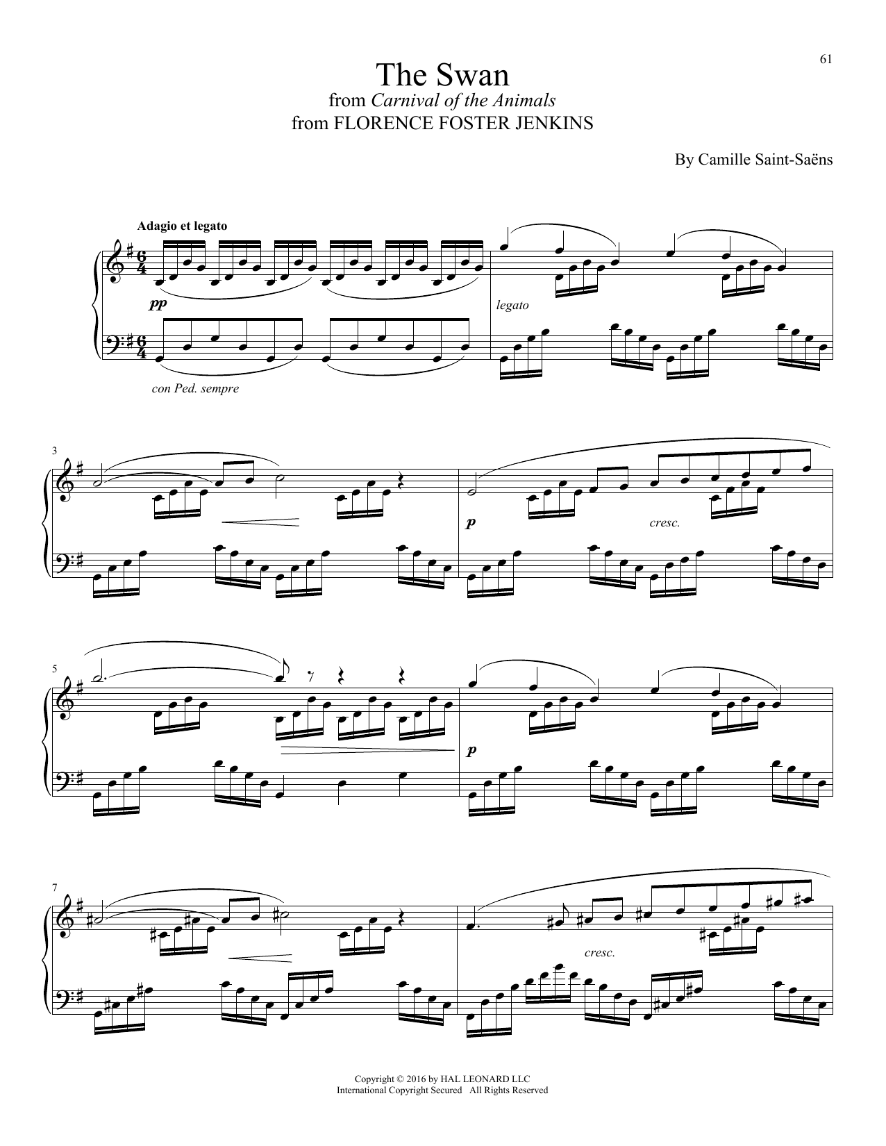 Download Alexandre Desplat The Swan (Le Cygne) Sheet Music and learn how to play Piano PDF digital score in minutes