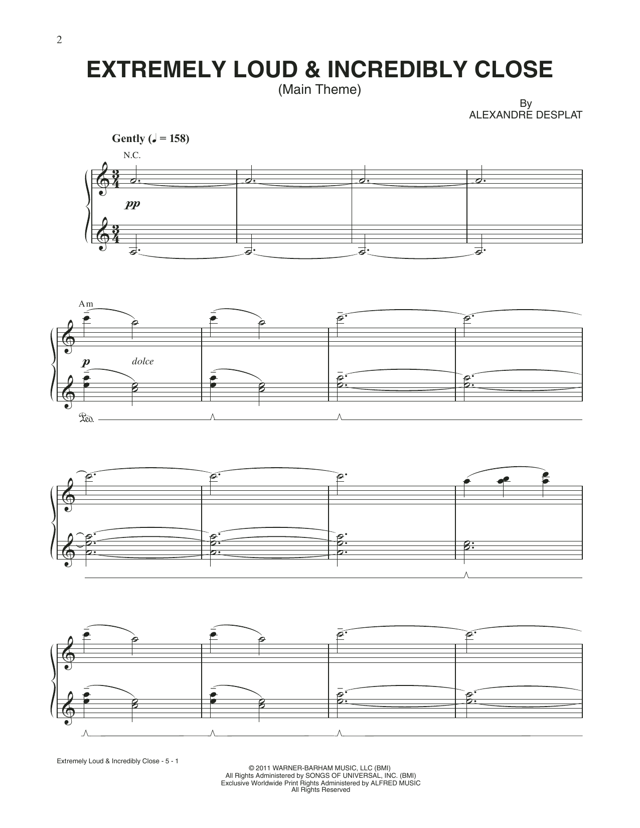 Download Alexandre Michel Desplat Extremely Loud & Incredibly Close Sheet Music and learn how to play Piano Solo PDF digital score in minutes