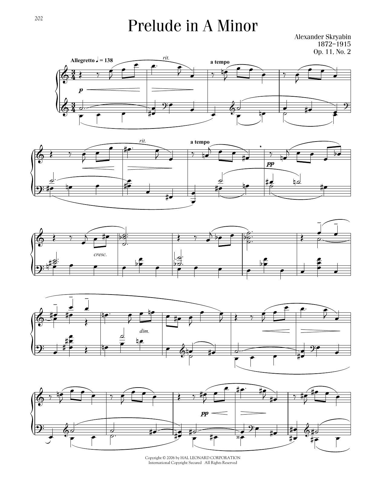 Download Alexandre Scriabin Prelude In A Minor, Op. 11, No. 2 Sheet Music and learn how to play Piano Solo PDF digital score in minutes