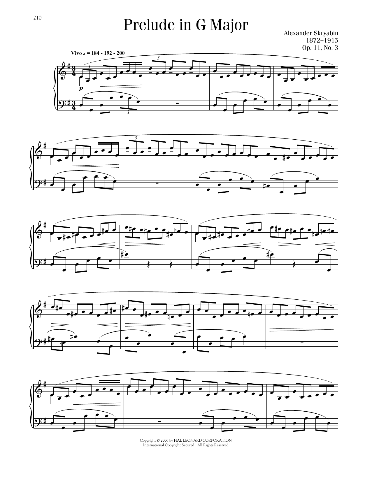 Download Alexandre Scriabin Prelude, Op. 11, No. 3 Sheet Music and learn how to play Piano Solo PDF digital score in minutes