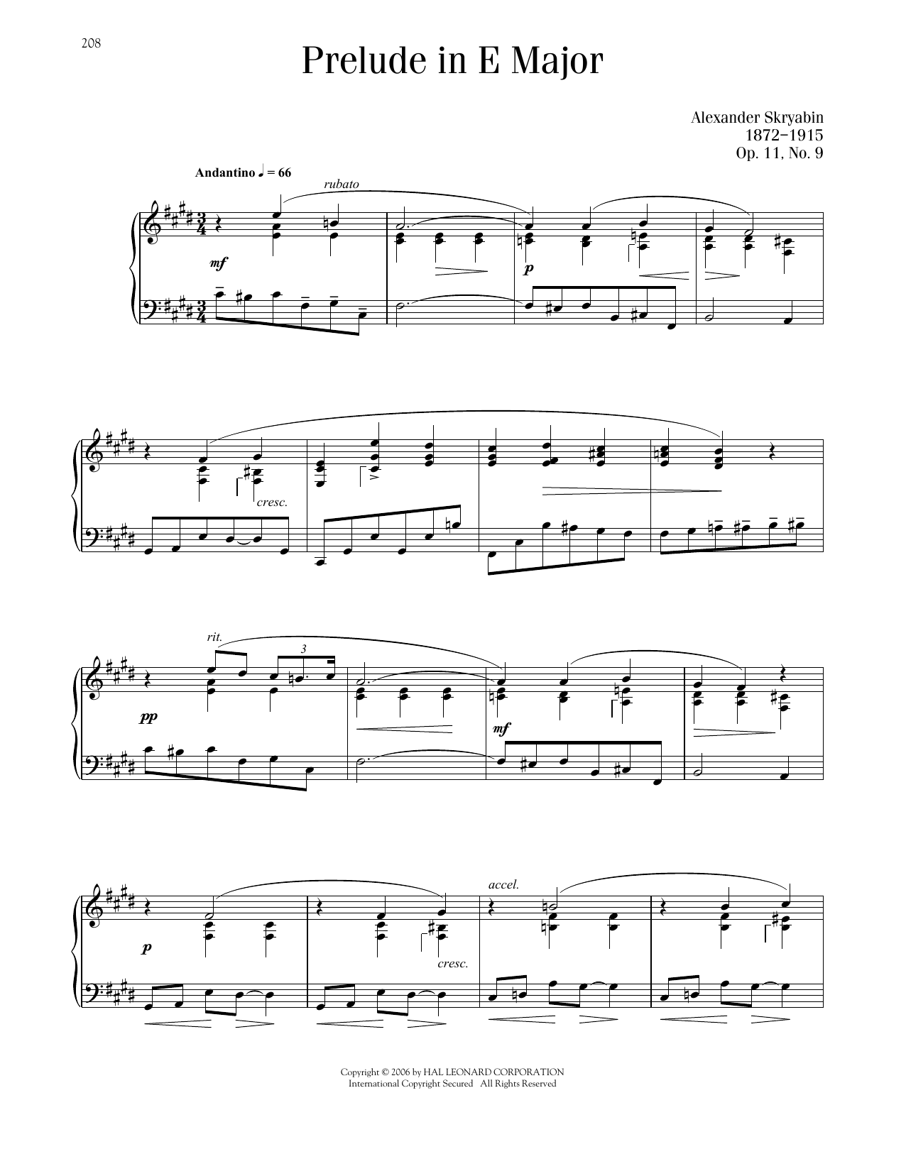 Download Alexandre Scriabin Prelude, Op. 11, No. 9 Sheet Music and learn how to play Piano Solo PDF digital score in minutes