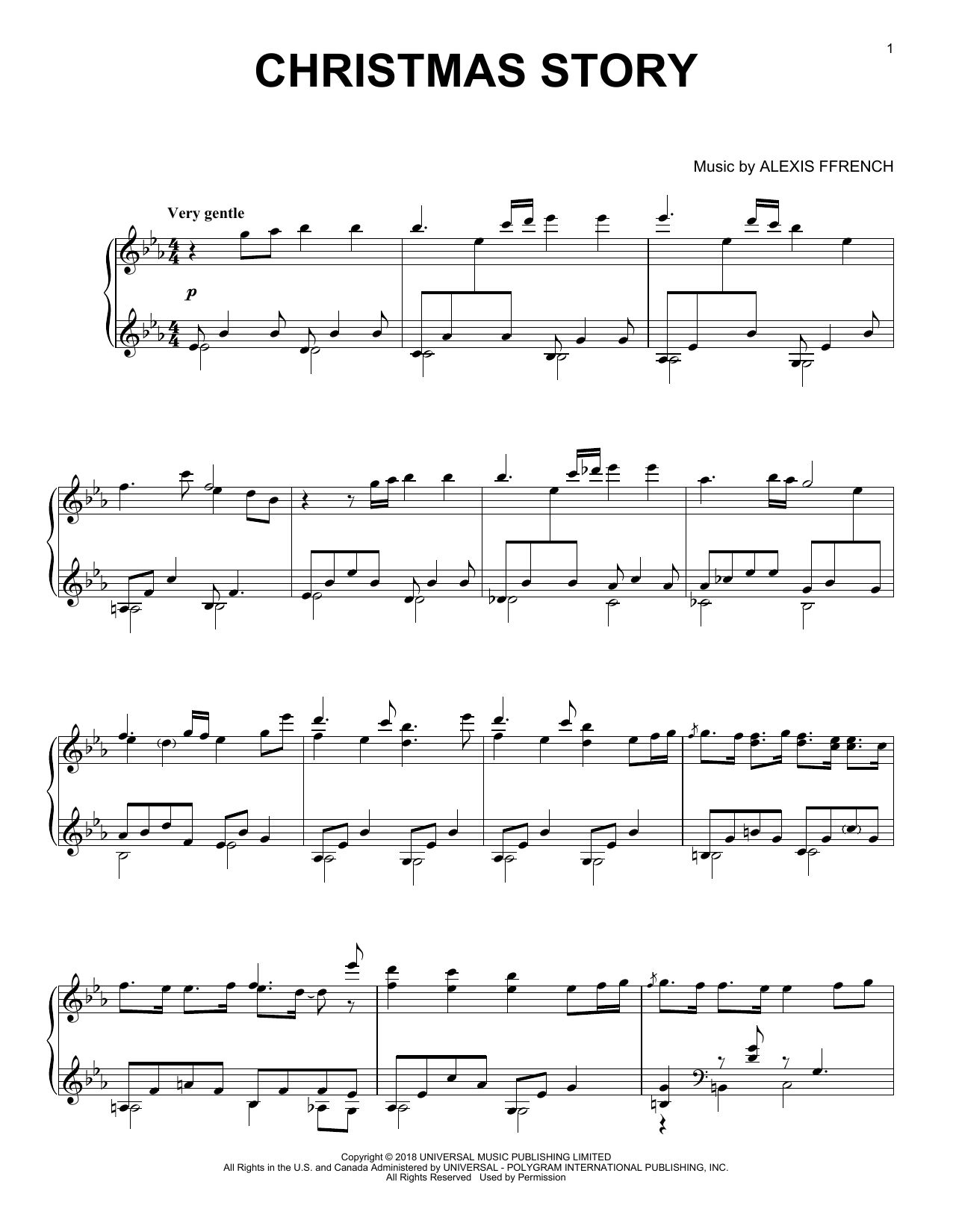 Download Alexis Ffrench Christmas Story Sheet Music and learn how to play Piano Solo PDF digital score in minutes
