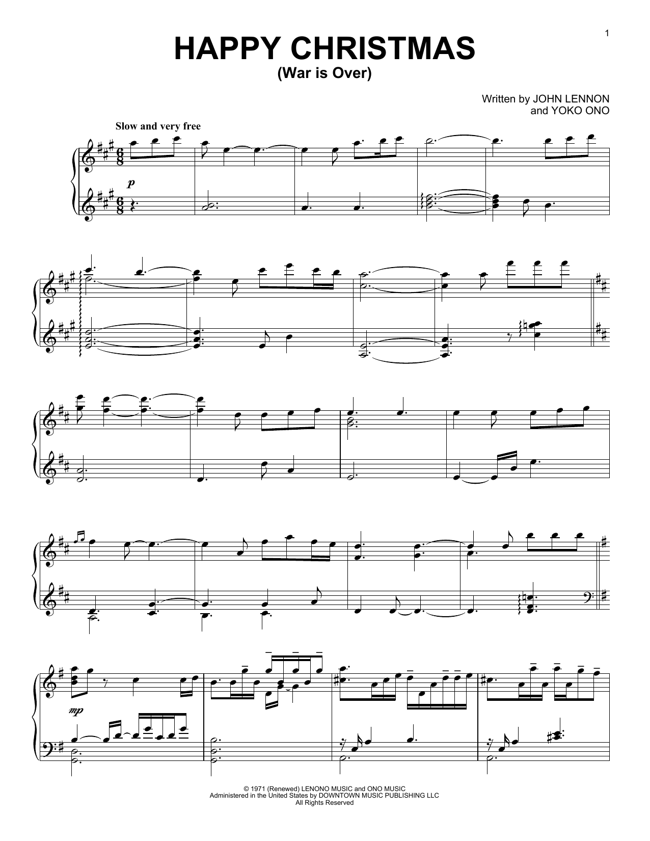 Download Alexis Ffrench Happy Xmas (War Is Over) Sheet Music and learn how to play Piano Solo PDF digital score in minutes